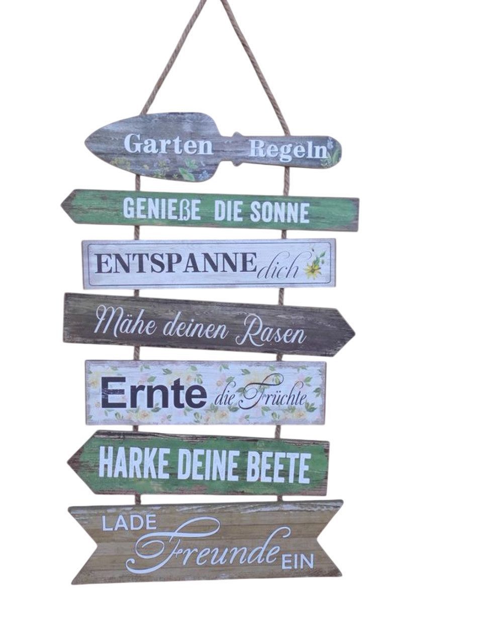 Deko-Impression Wanddekoobjekt Schild Gartenregeln / Relax Holz /MDF a. Band Geschenk 57 cm (1 St)
