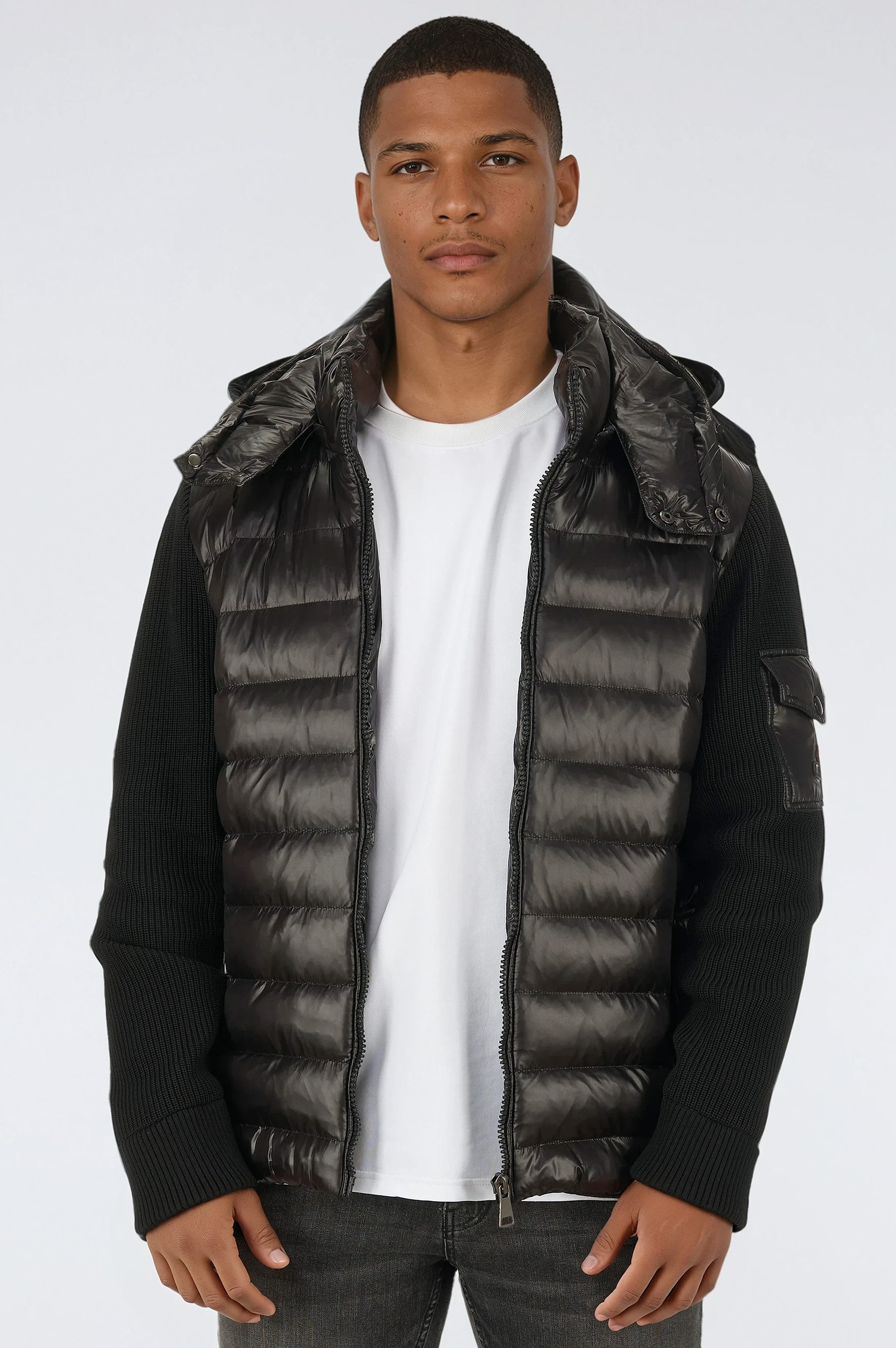 BLACKROCK Hybridjacke Steppjacke Herren, Winterjacke mit Kapuze, Wintermantel Hybrid-Design, Warm gefüttert, Abnehmbare Kapuze