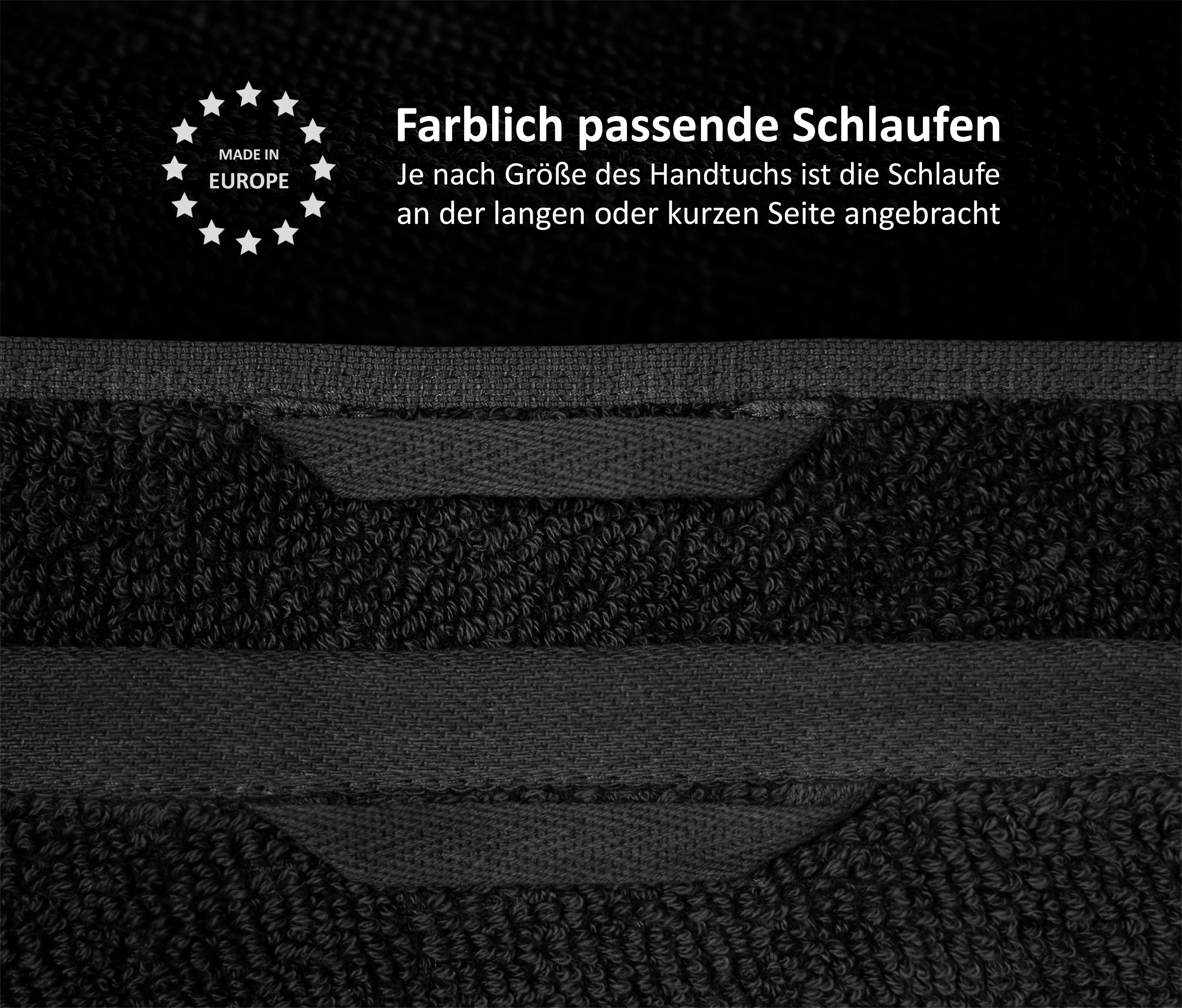 Handtuch Set, Set Handtuch aus in Europe, Beautex 550g/m) Frottier Frottier, 100% Schwarz (Multischlaufen-Optik, Premium Baumwolle Made Set