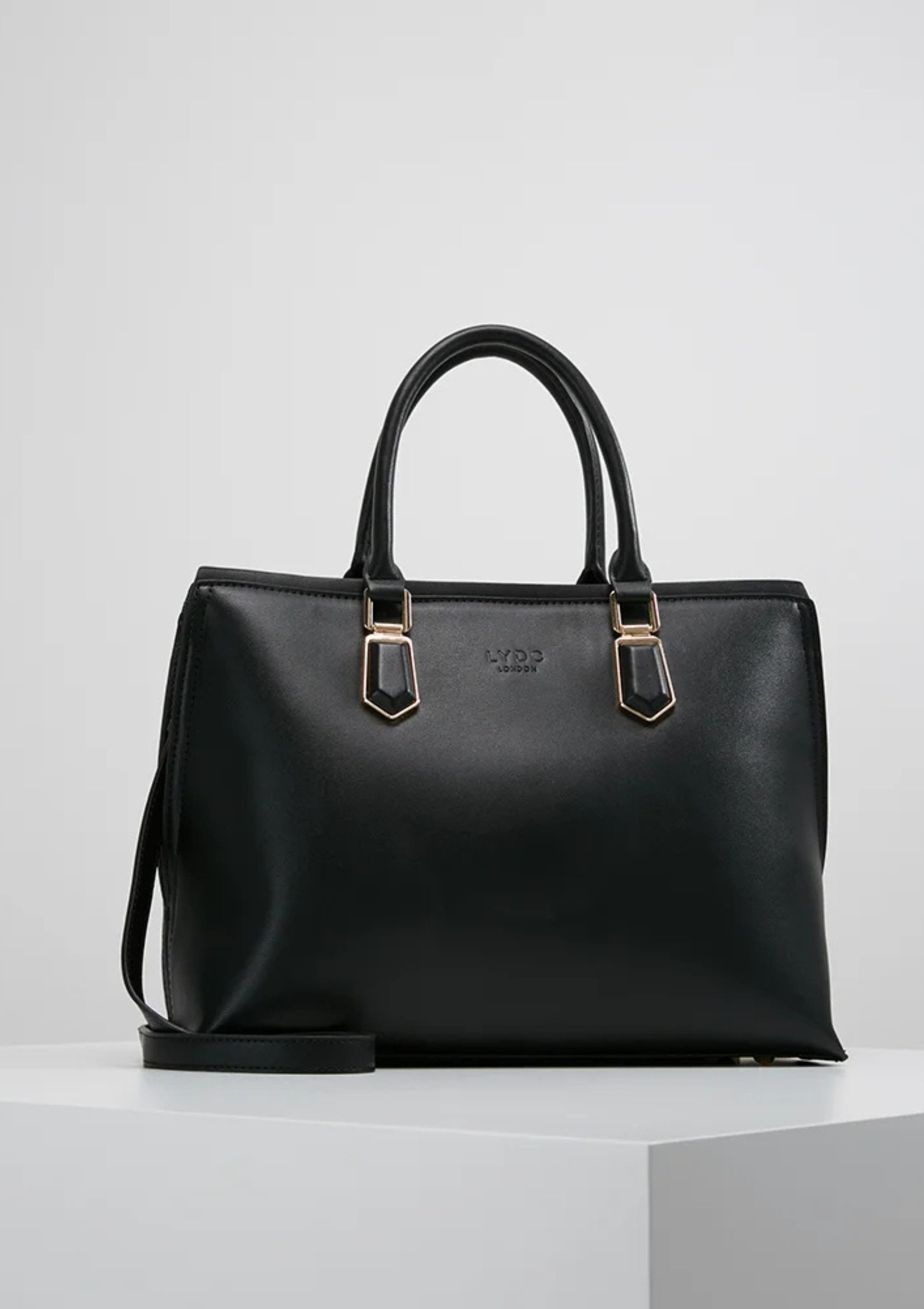 Abendtasche Schwarze LYDC Handtasche mit goldenen Details - Handbag / Bürotasche