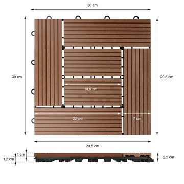 ECD Germany WPC-Fliesen »WPC, 30x30 cm 44er Set für 4m² Hellbraun Mosaik«, Witterungsbeständig, UV-beständig, frostsicher, 44er Set, 44 St., 44er Set