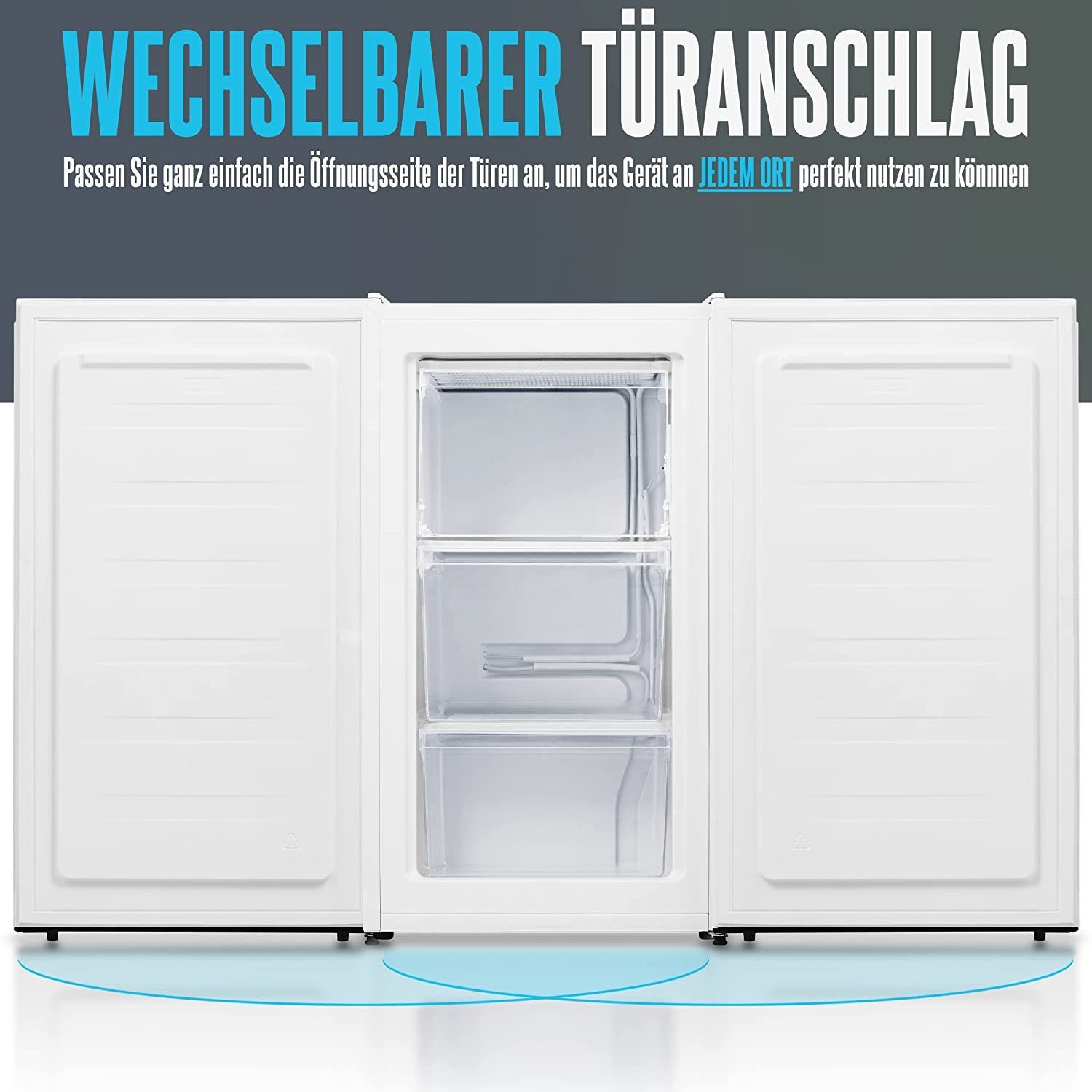 Heinrich´s Gefrierschrank HGS 4089 W, 84.2 cm hoch, 47.5 cm breit, Freezer, 3x Gefrierschublade, 85 Liter, Temperatur:-18°C~-38°C, weiß – Bild 5 von 5