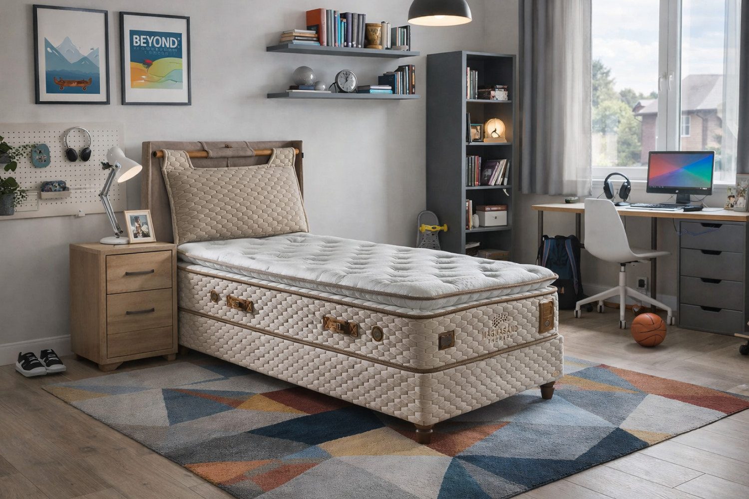 Pointhome Boxspringbett, Jungenbett, Mädchenbett, Kinderbett, 90 x 200 cm, 120 x 200 cm (Bett mit Bettkasten, Matratze & Stauraum), Hydraulischem Stauraum