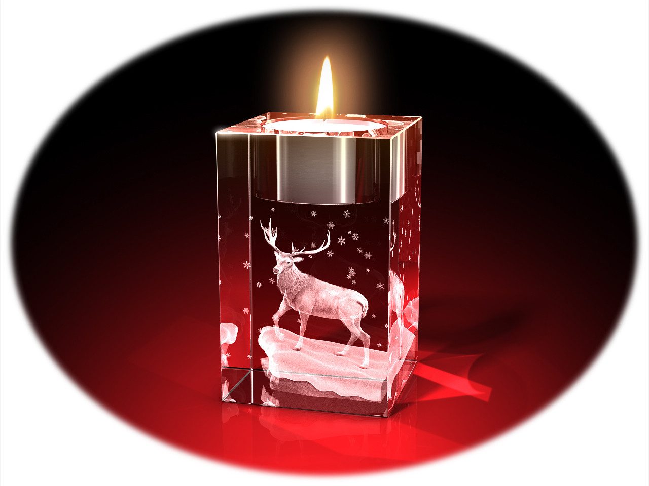 GLASFOTO.COM Teelichthalter Advents-Teelichthalter (einzeln), Weihnachten, Kristallglas, 3D-Motive (1), aus Kristallglas