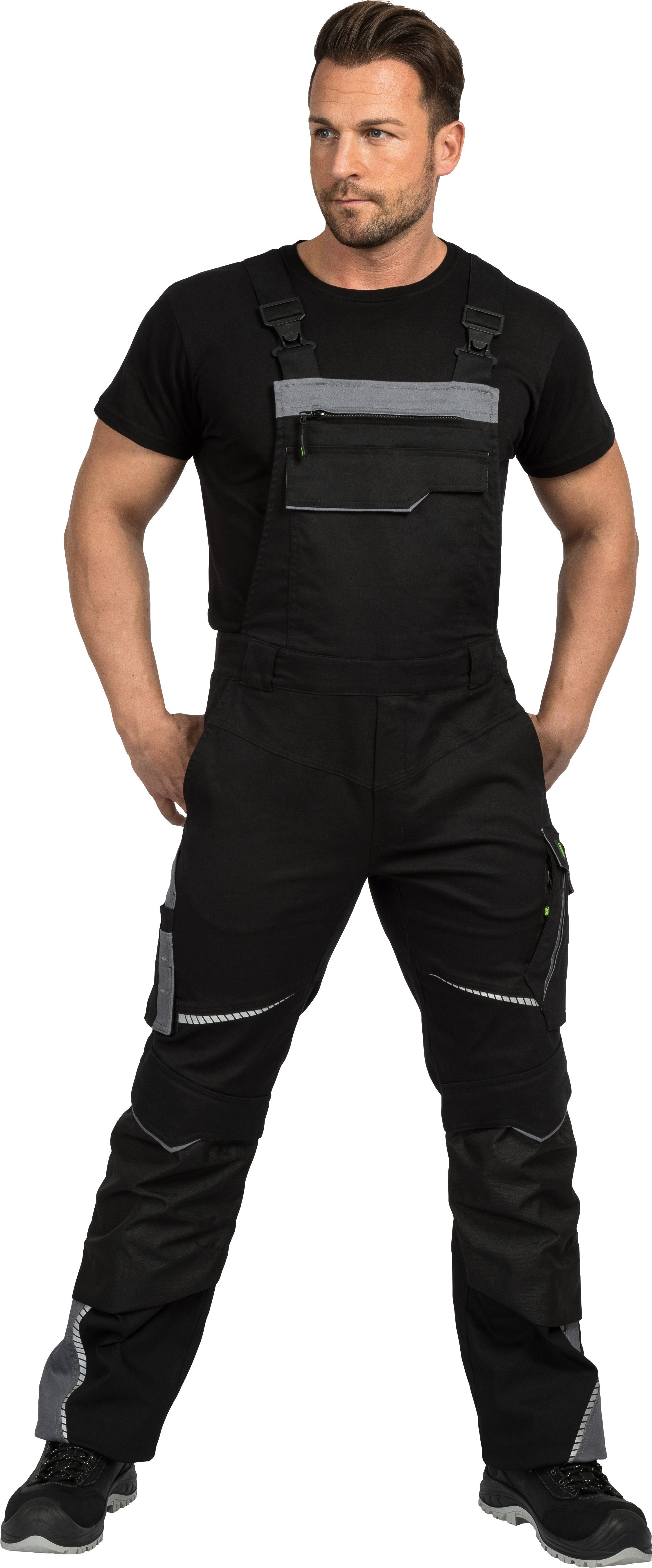 Leibwächter Arbeitslatzhose Herren Flex-Line Latzhose (Arbeitshose mit Keil im Schritt) mit Reflektoren