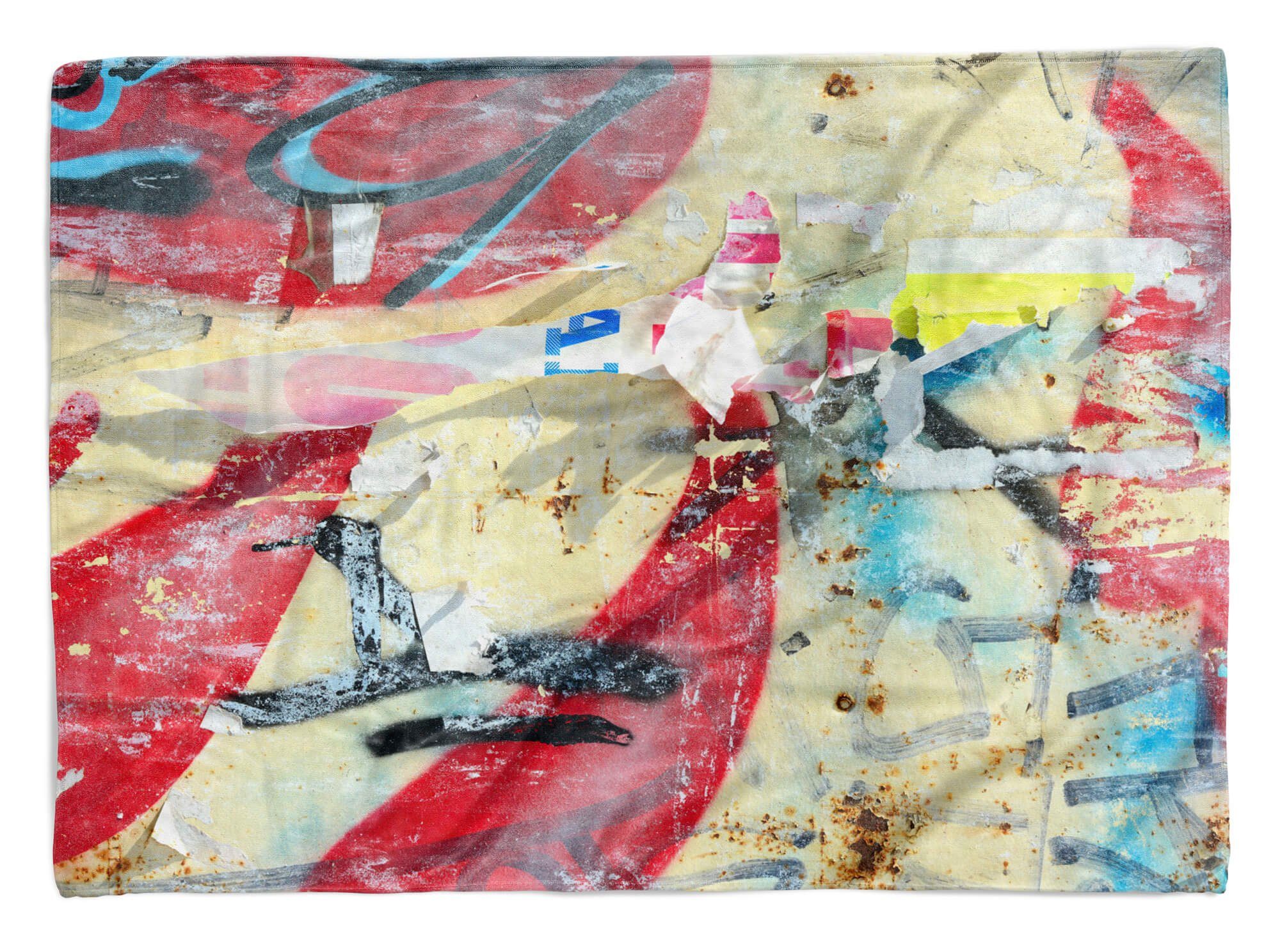 Sinus Art Handtücher Handtuch Strandhandtuch Saunatuch Kuscheldecke mit Fotomotiv Wandstruktur Farbenfroh Abst, Baumwolle-Polyester-Mix (1-St), Handtuch