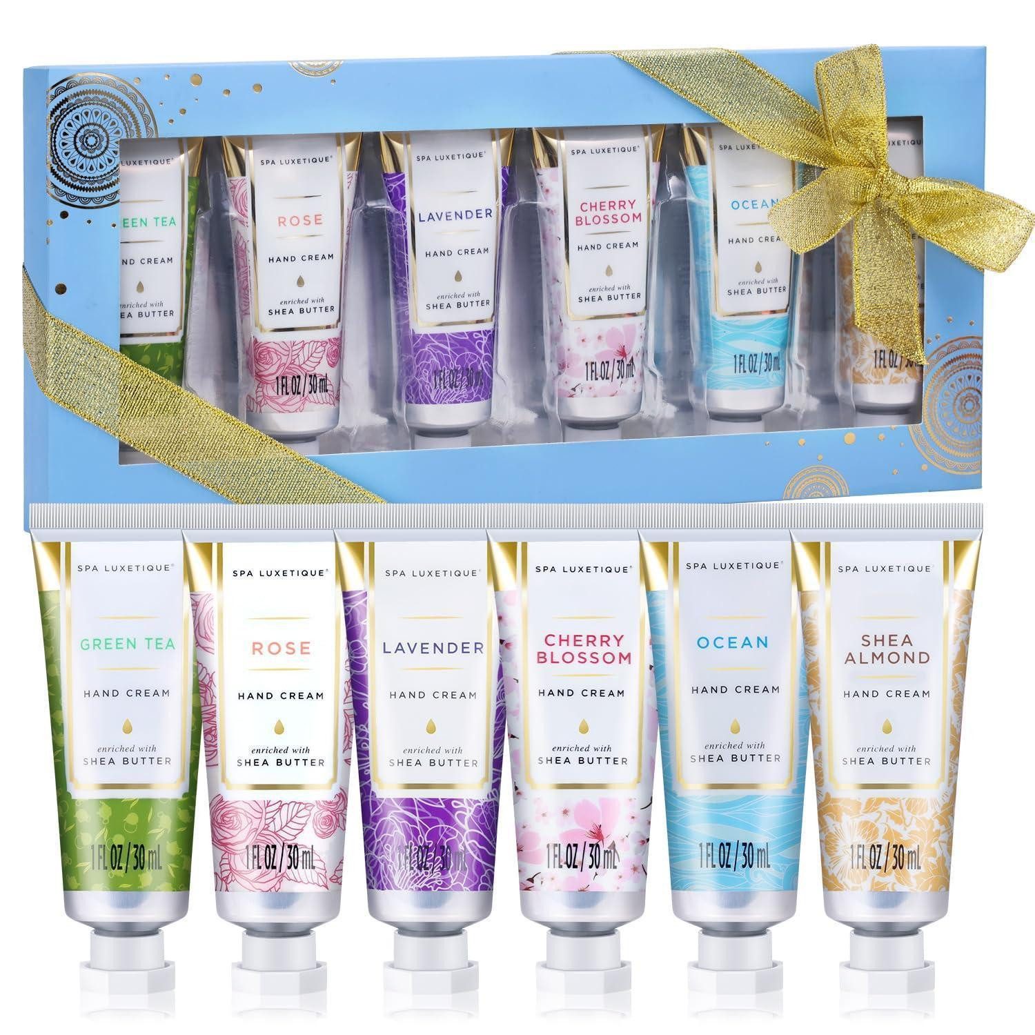 LuxusKollektion Handcreme Mini Handcreme Set 6 tlg. Shea Butter Feuchtigkeitsspendend Mit