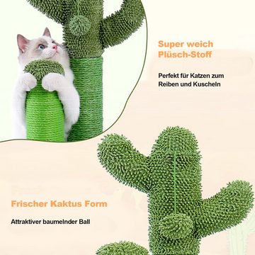 purplerain Kratzbaum Kaktus mit Sisalseil, Grün, Höhe 69cm, Lebhaftes Design