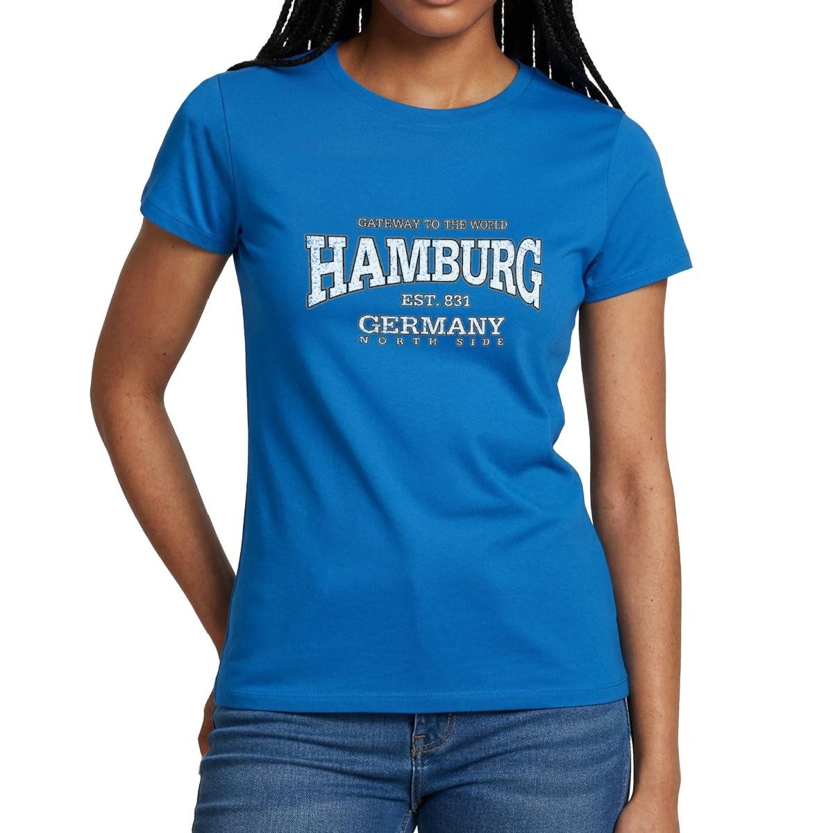 Spreadshirt T-Shirt Hamburg Deutschland Seit 831 Frauen T-Shirt (1-tlg) Slim Fit, fällt klein aus