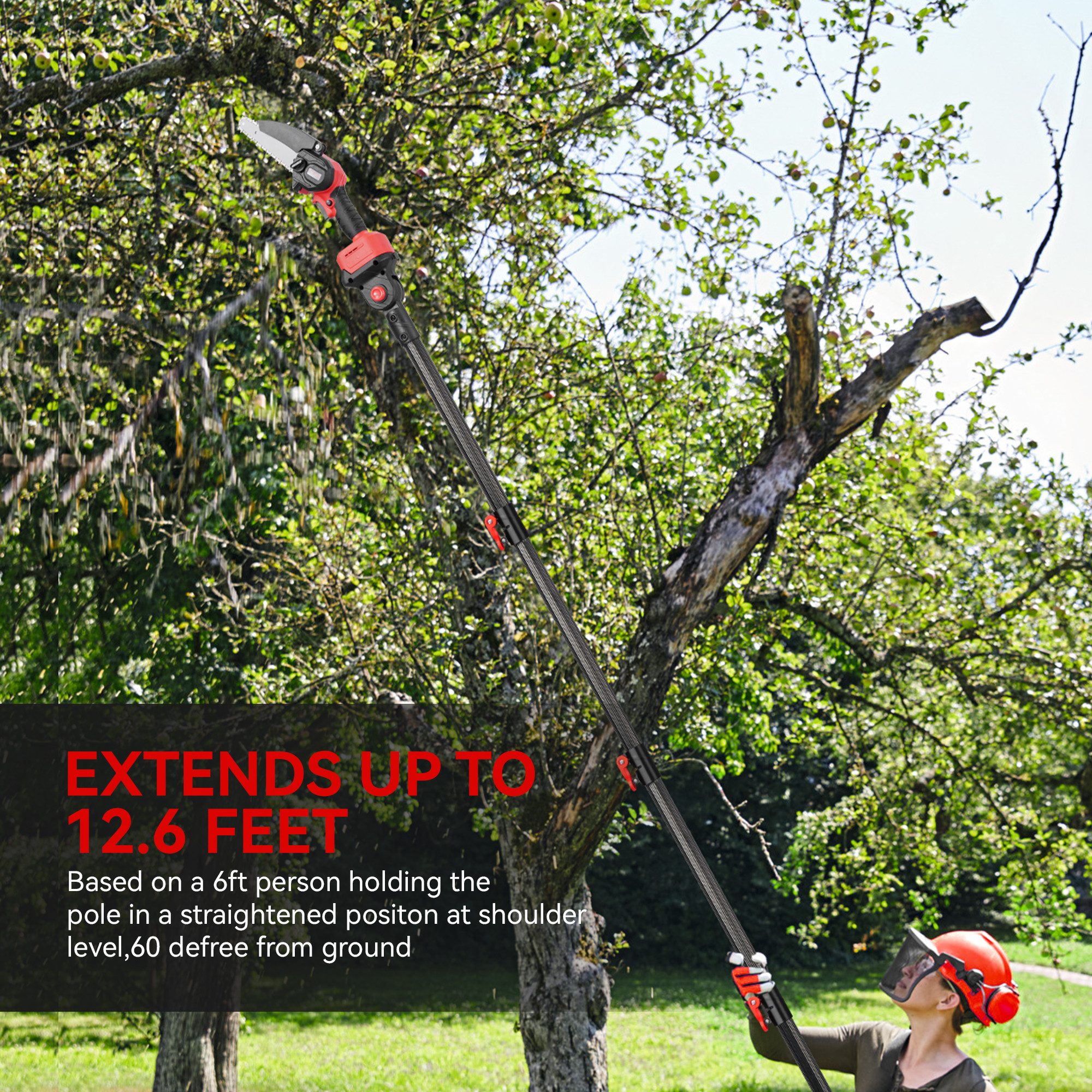 ONEVAN Akku-Hochentaster 3-in-1 Akku-Astschere – Bürstenlose Elektrische Gartenschere, Kettensäge, 2m ausziehbar, inkl. 2 Akkus