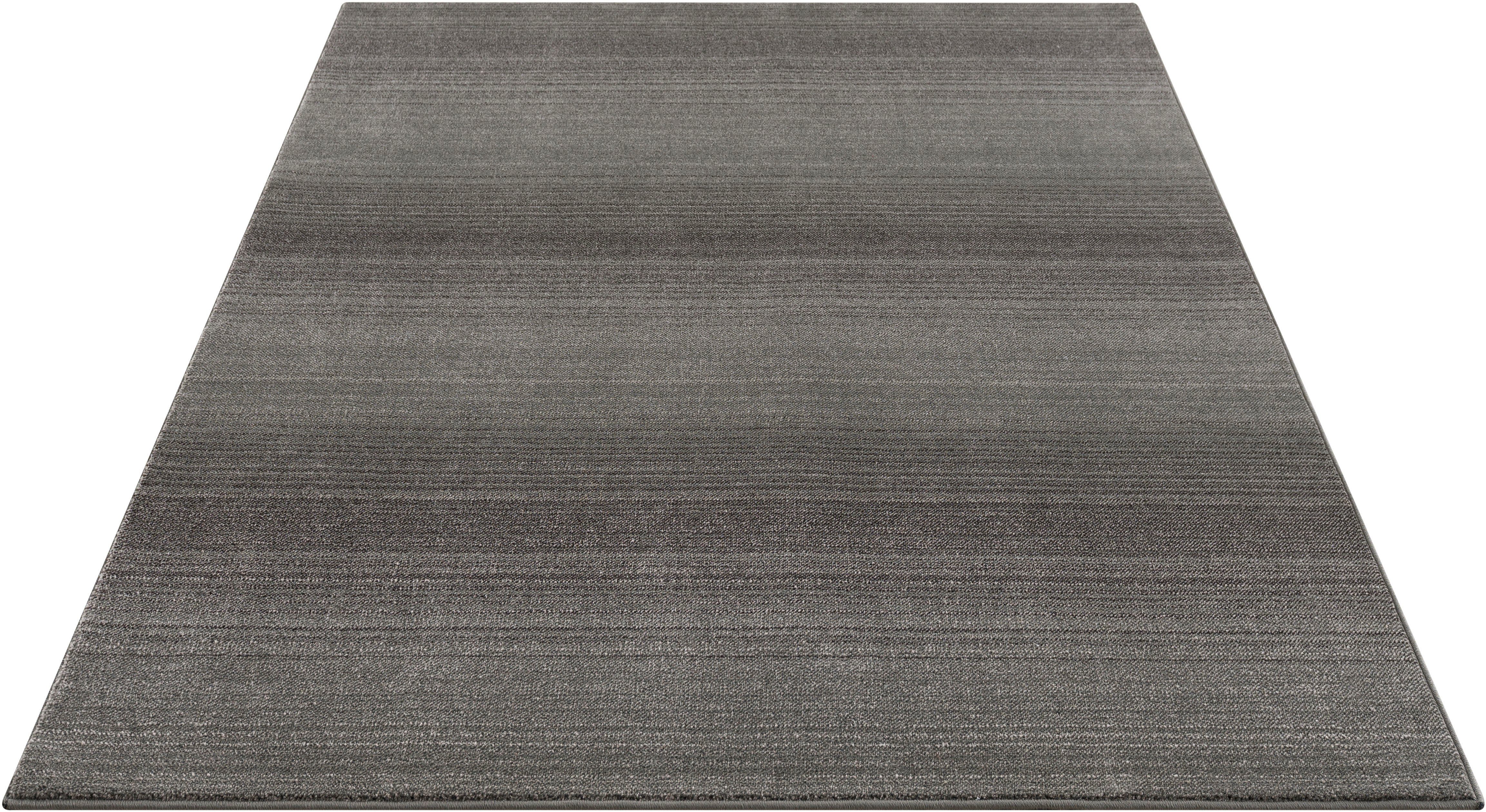 Teppich Elrik, andas, rechteckig, Höhe: 18 mm, weich, mit dezenten Streifen, meliert, flach, pflegeleicht, elegant grau | Kurzflor-Teppiche