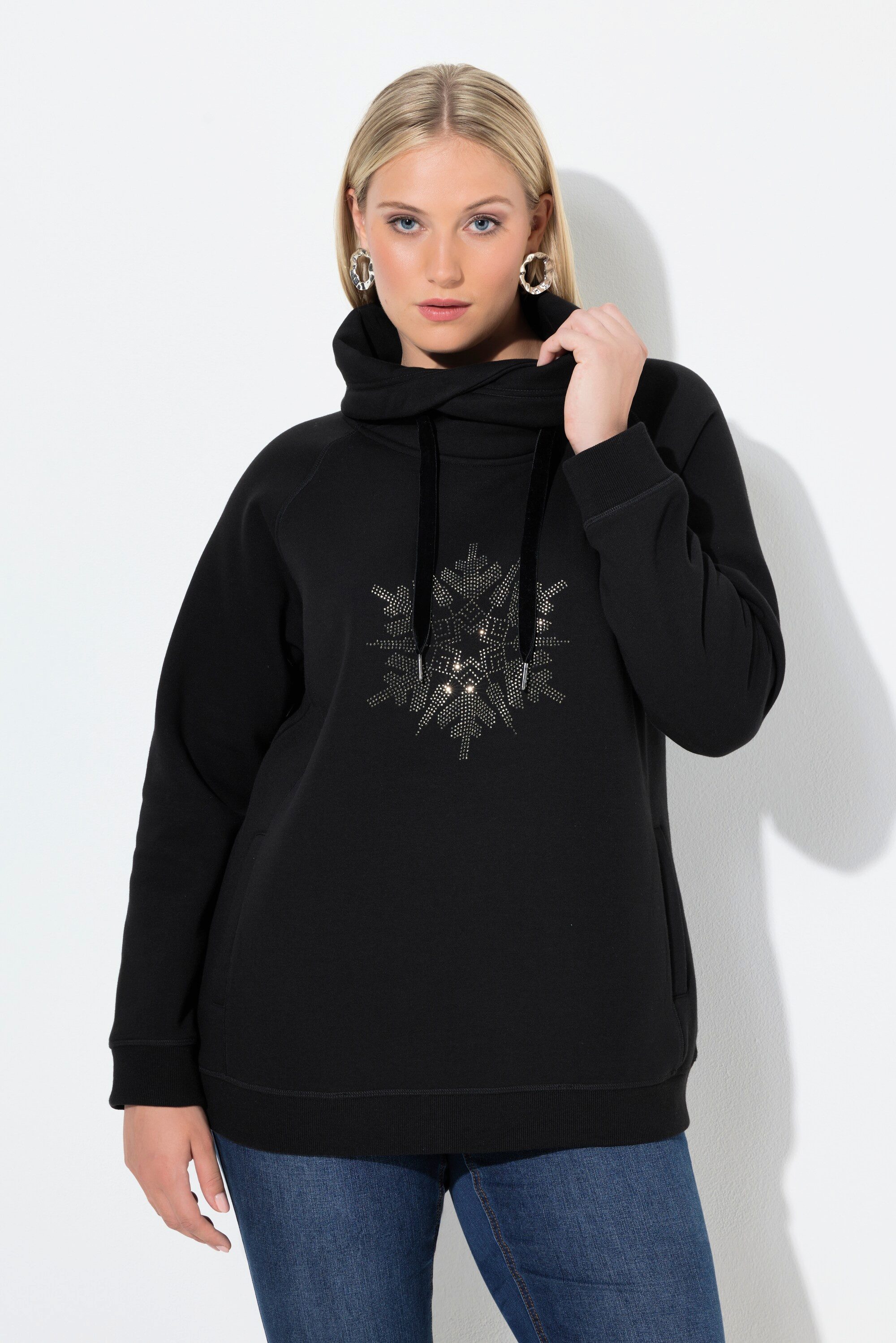 Ulla Popken Sweatshirt Sweatshirt Schneeflocke Stehkragen günstig online kaufen