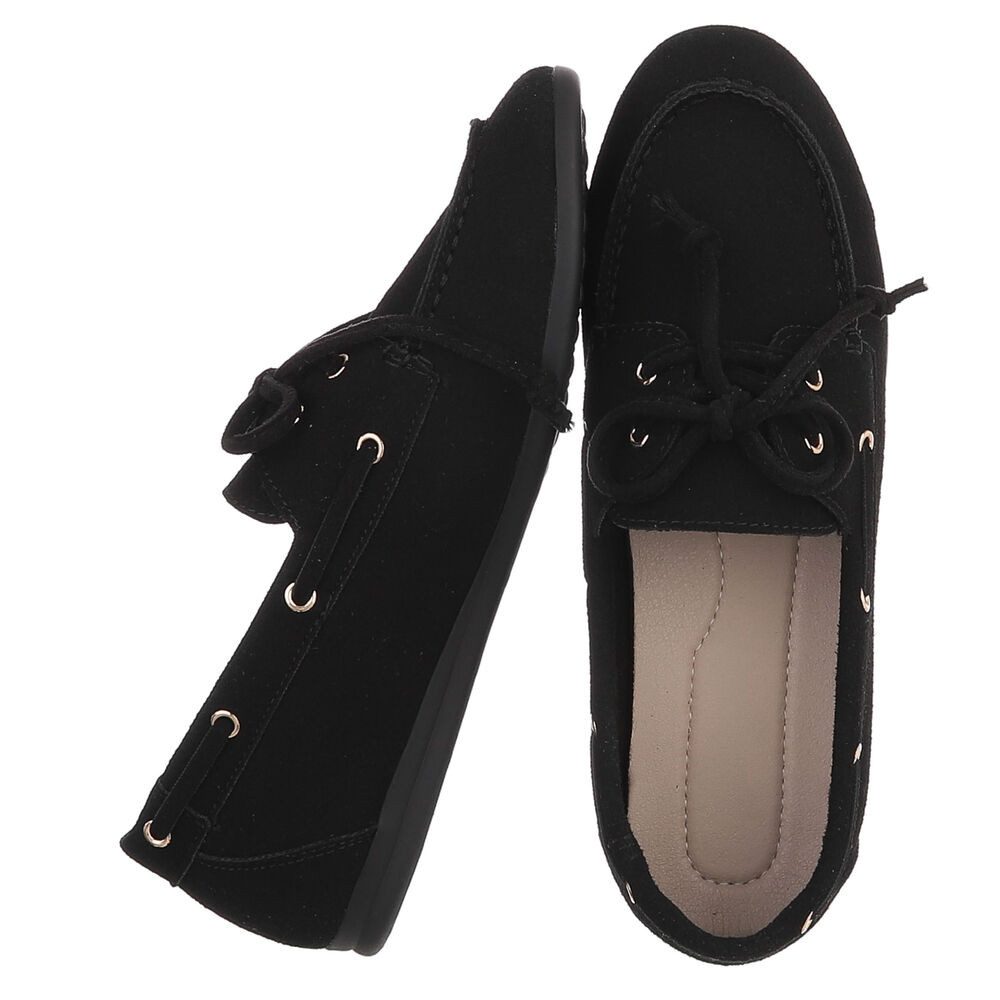 Ital-Design Damen Bootsschuh Schnürschuh Mokassin-Style Freizeit Schnürschuh (91849224) Flach Schnürer in Schwarz