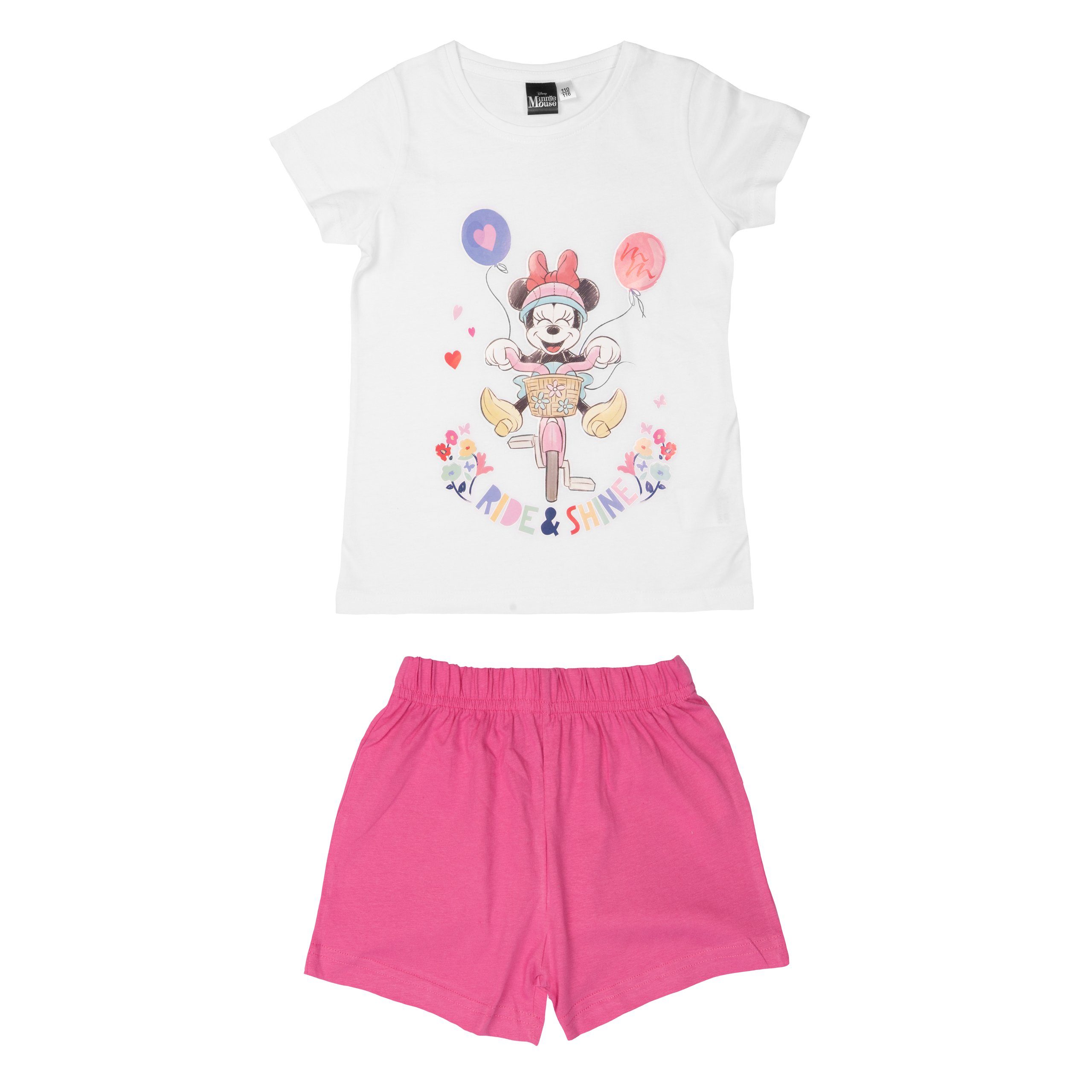 United Labels® Schlafanzug Disney Minnie Mouse Schlafanzug für Mädchen Weiß/Pink