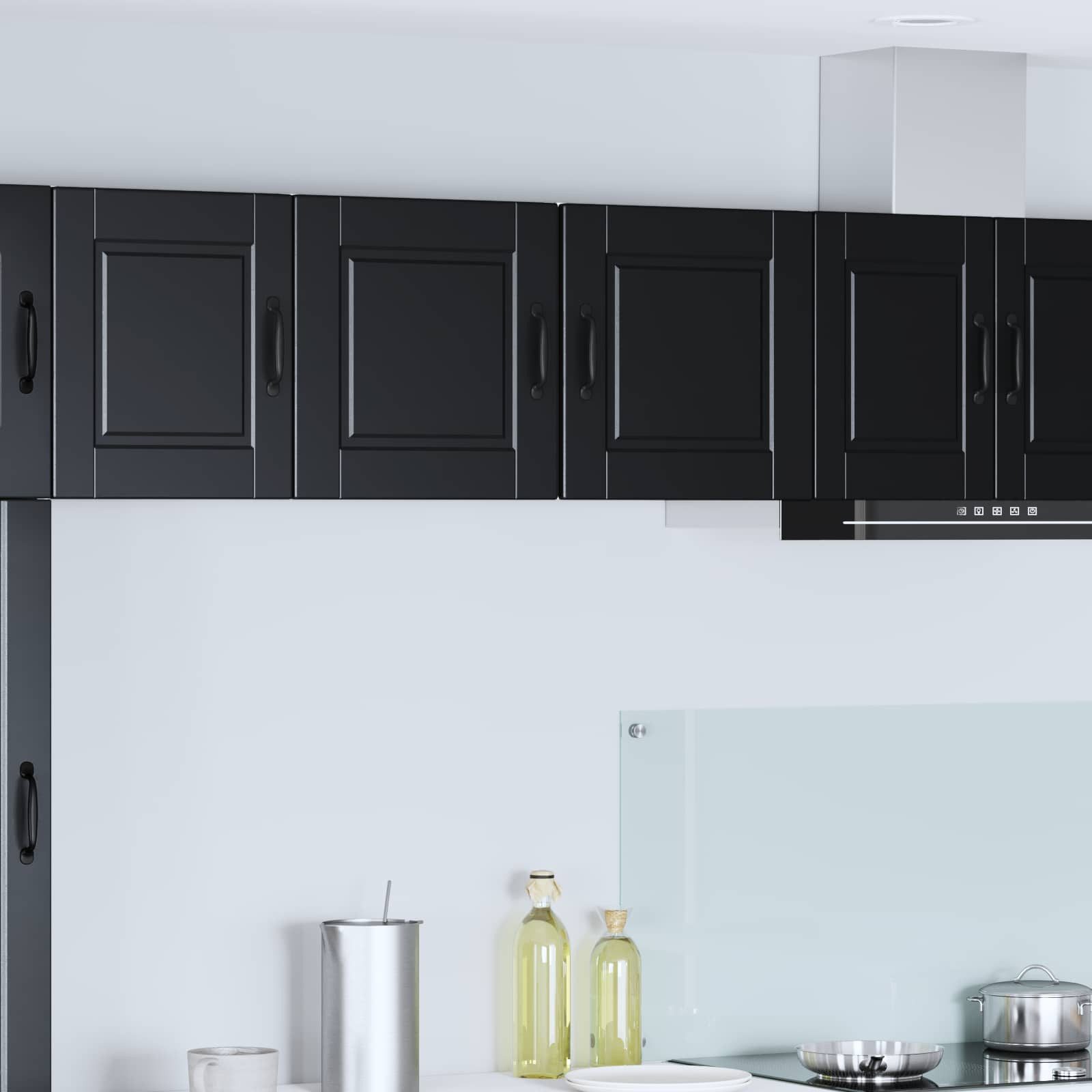 furnicato Küchenregal Küchenschrank PORTO 40x31 cm Schwarz, 1-tlg., Wandschrank mit geräumigen Regalböden für deine Küchenordnung