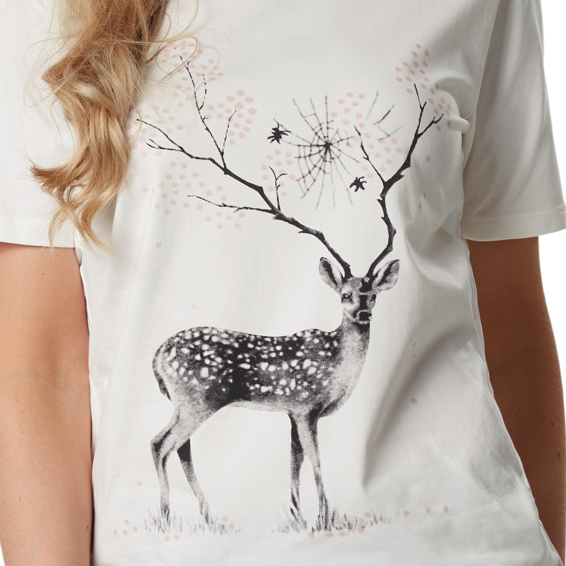 dressforfun T-Shirt Kurzarmtop, Gerade Passform und komfortabler Rundhalsausschnitt (Freizeitoberteil, Konfektionsgröße XXL in weiß) Kurzarm-Schnitt mit doppell – Bild 4 von 5