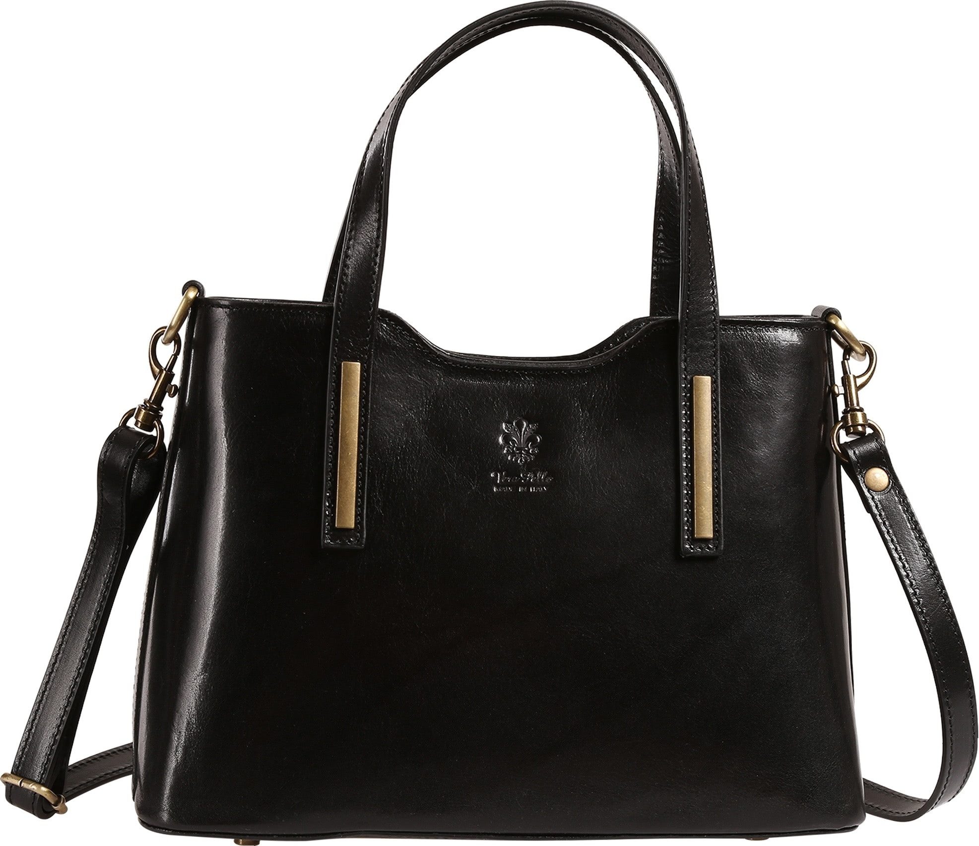 Toscanto Schultertasche Toscanto Damen Schultertasche Leder (Schultertasche), Damen Leder Schultertasche, schwarz ca. 31cm