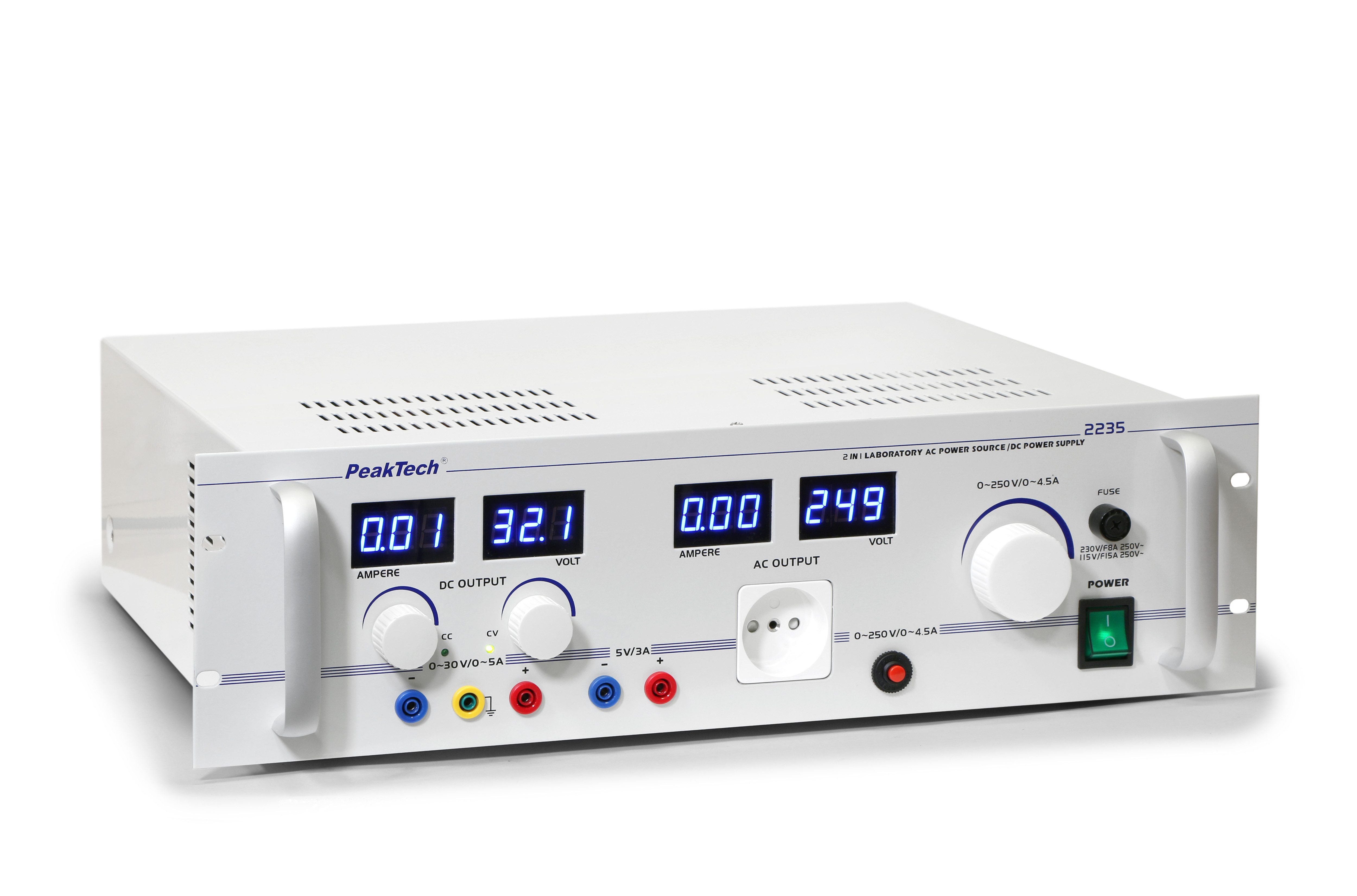 PeakTech 250V 30V 5A AC DC Labornetzgerät 0–250V / DC, Typ-C Labor-Netzteil