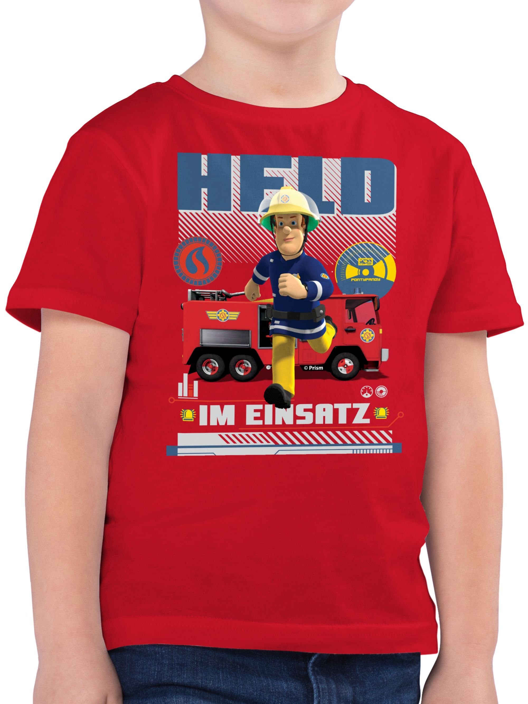 Shirtracer T-Shirt Held im Einsatz - Feuerwehrmann Sam Jungen - Jungen  Kinder T-Shirt tshirt jungen 104 - t-shirt 3 jahre - feuerwehr t shirt  kinder