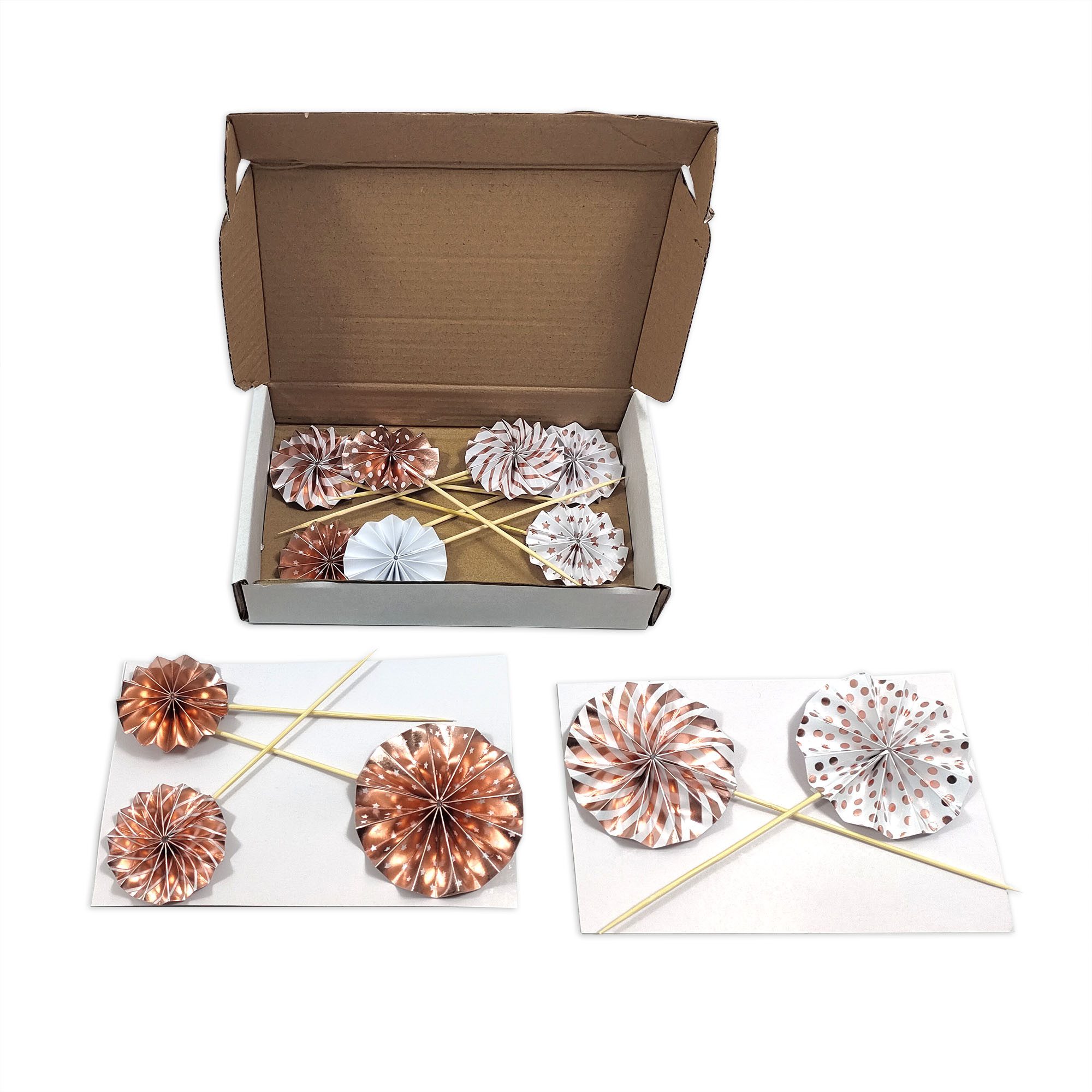 Frau WUNDERVoll Muffinform 12 Deko Topper Rosetten rosegold, (12-tlg)