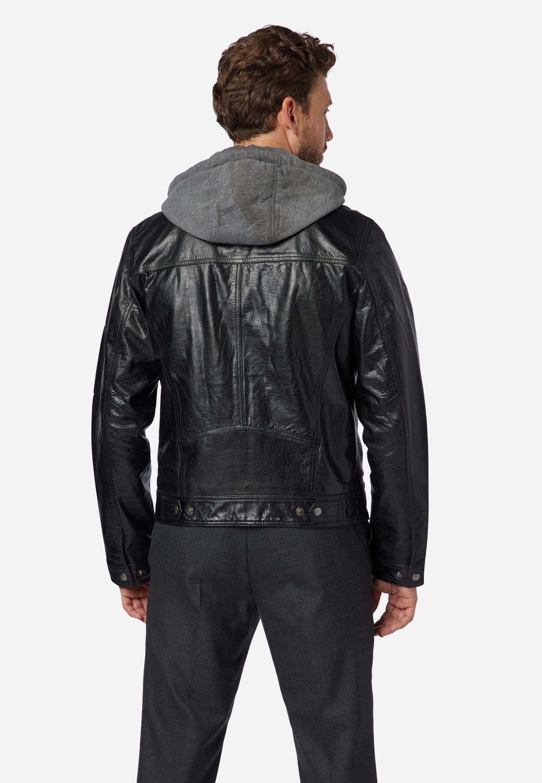 RICANO Lederjacke Rex hochwertiges Büffelleder abtrennbarer Textileinsatz