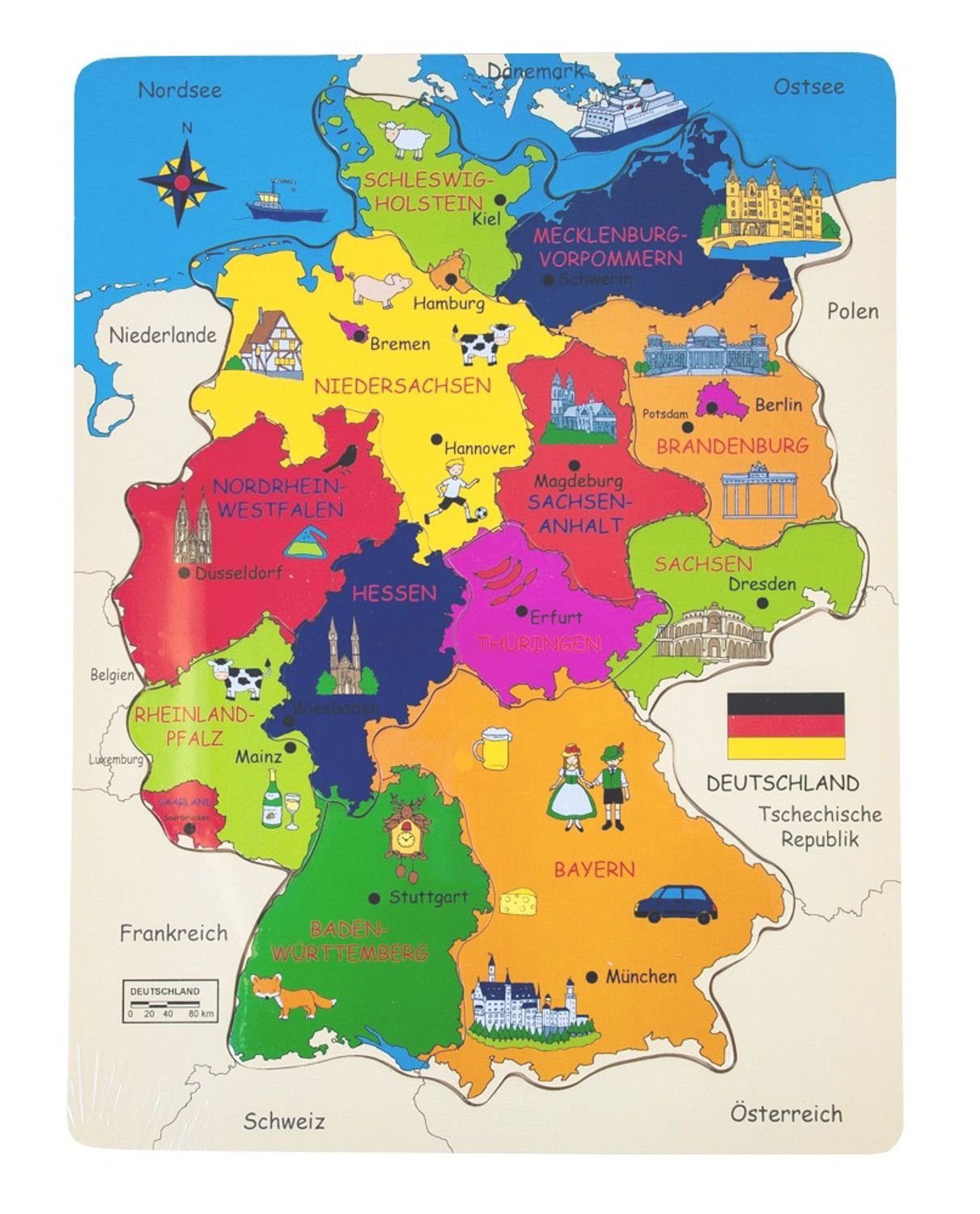 BURI Steckpuzzle Holzpuzzle Deutschland Kinderpuzzle Puzzlespiel günstig online kaufen