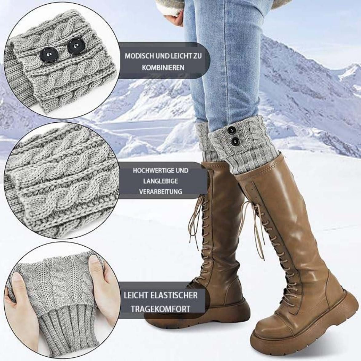 Coonoor Beinstulpen Damen Gestrickte Leg Warmers Warme Winter Beinstulpen – Bild 3 von 5