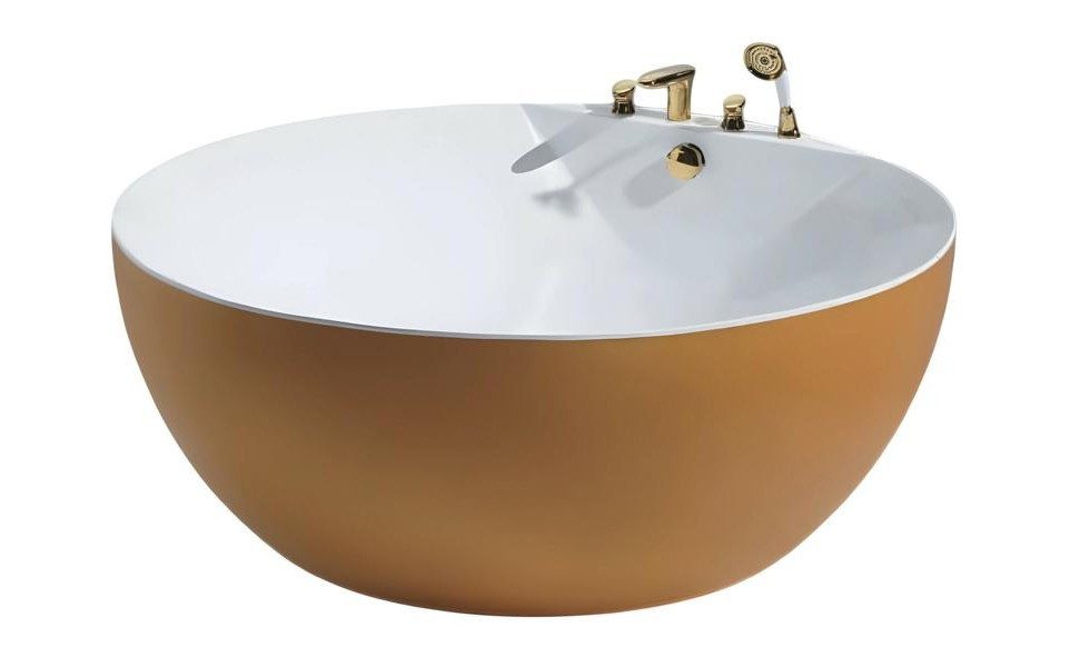 Xlmoebel Badewanne XLMOEBEL Freistehende Rundwanne aus Acryl in Gelb, Made in Europa