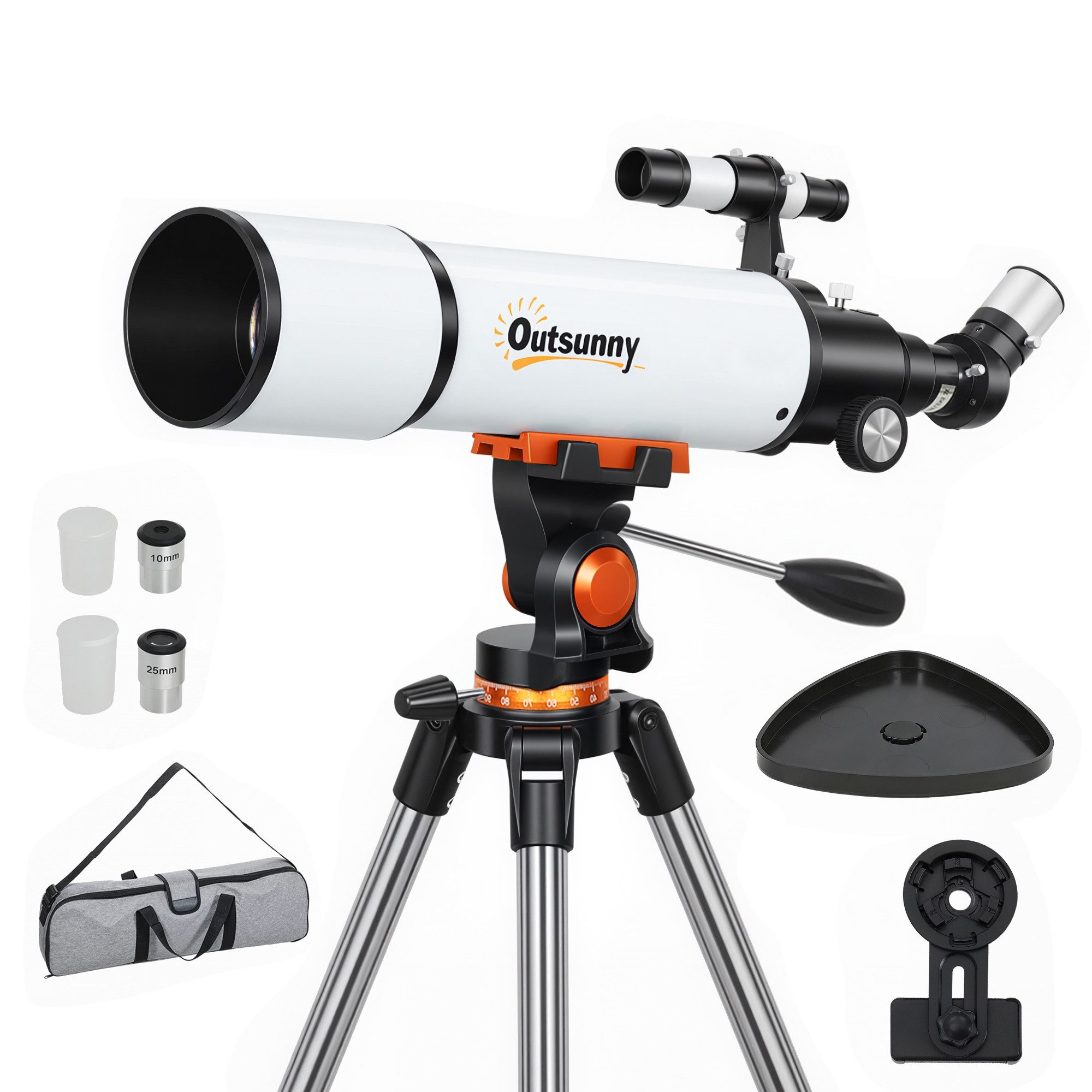 kowdom Teleskop Teleskop 80mm Astronomisch AZ Montierung mit Zubehör, 80mm, AZ-Montierung, Smartphone-Adapter
