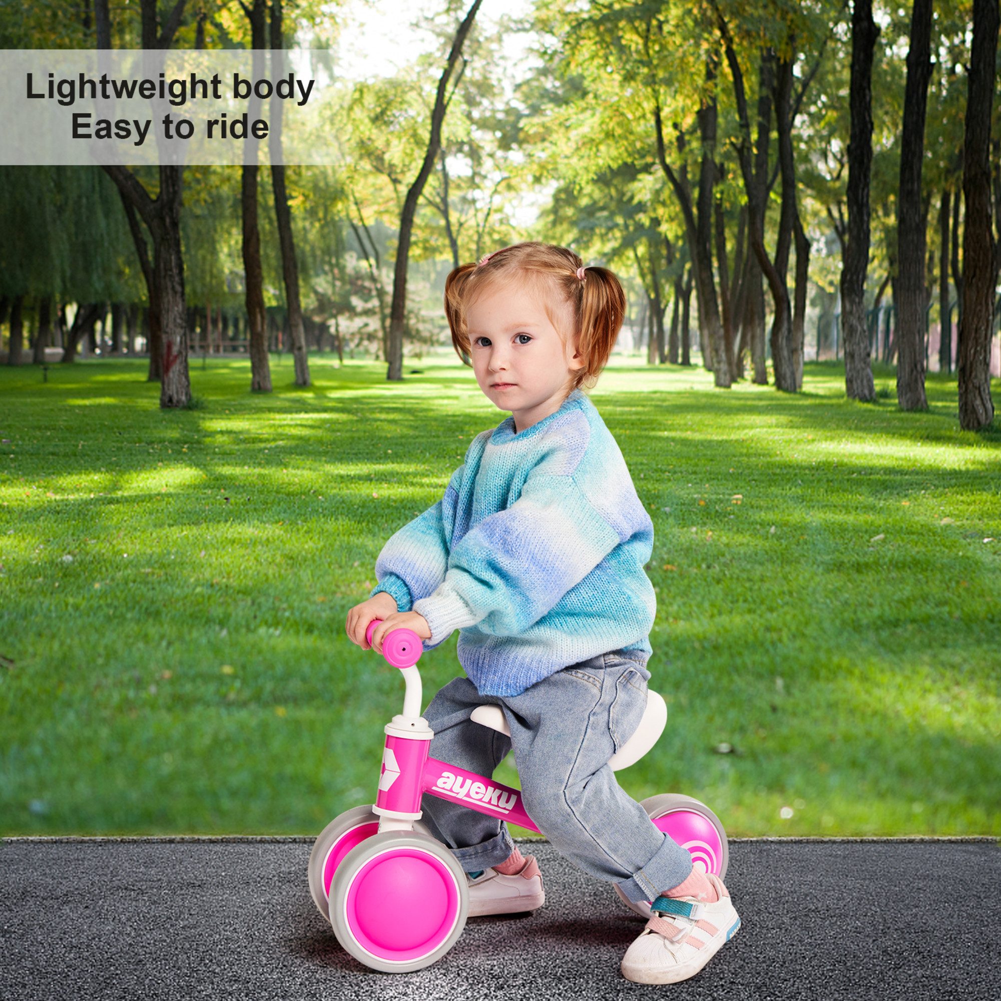 Ayeku Laufrad Laufrad Kinder 1–3 Jahre mit verstellbarem Sitz und leisen Rädern Rot