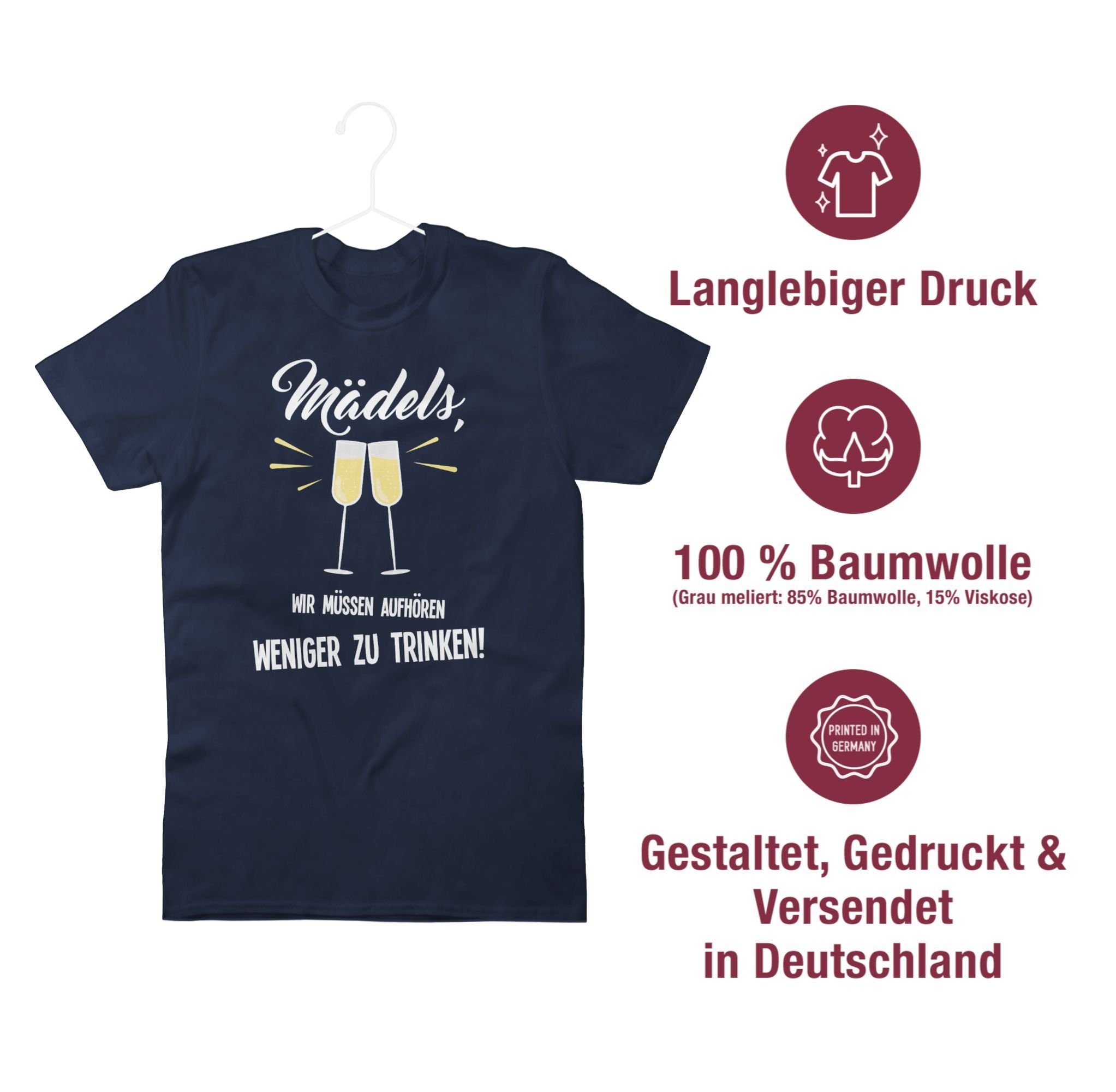 Shirtracer T-Shirt Mädels Wir müssen aufhören weniger zu trinken Sprüche Statement