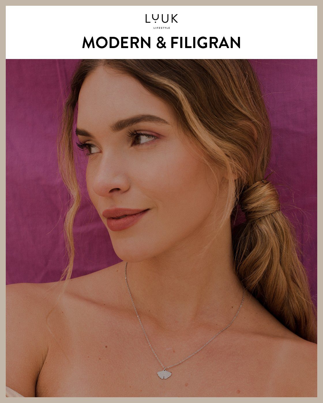 LUUK LIFESTYLE Kette mit Anhänger Ginkgo, günstig online kaufen