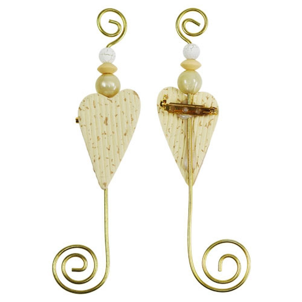 Viana Bastelnaturmaterial Elegante Hochzeitsanstecker Herz Creme 12cm 16 St - Deko, 16 Stück