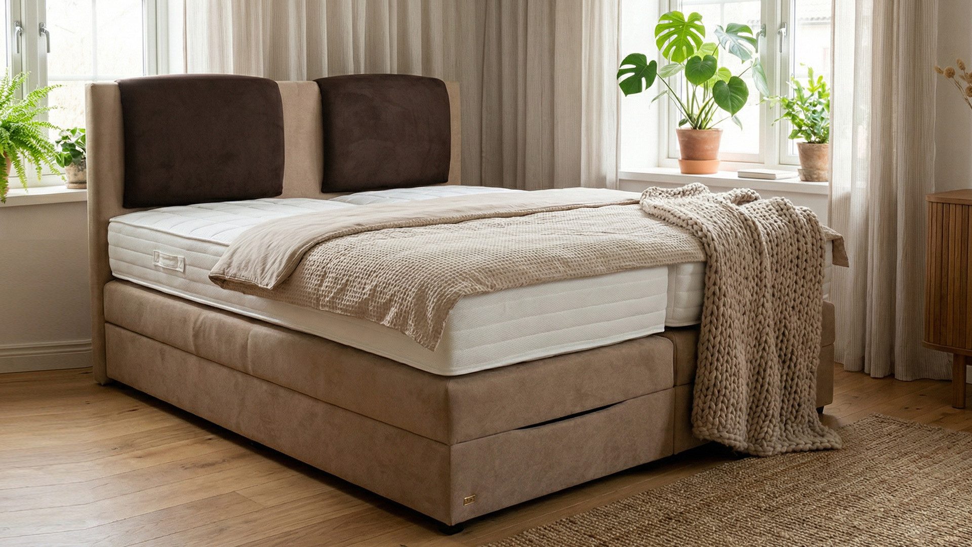 PAARA Boxspringbett Boston mit Bettkasten Kopfteil verstellbar Stauraum, mit einzigartigem Belüftungssystem