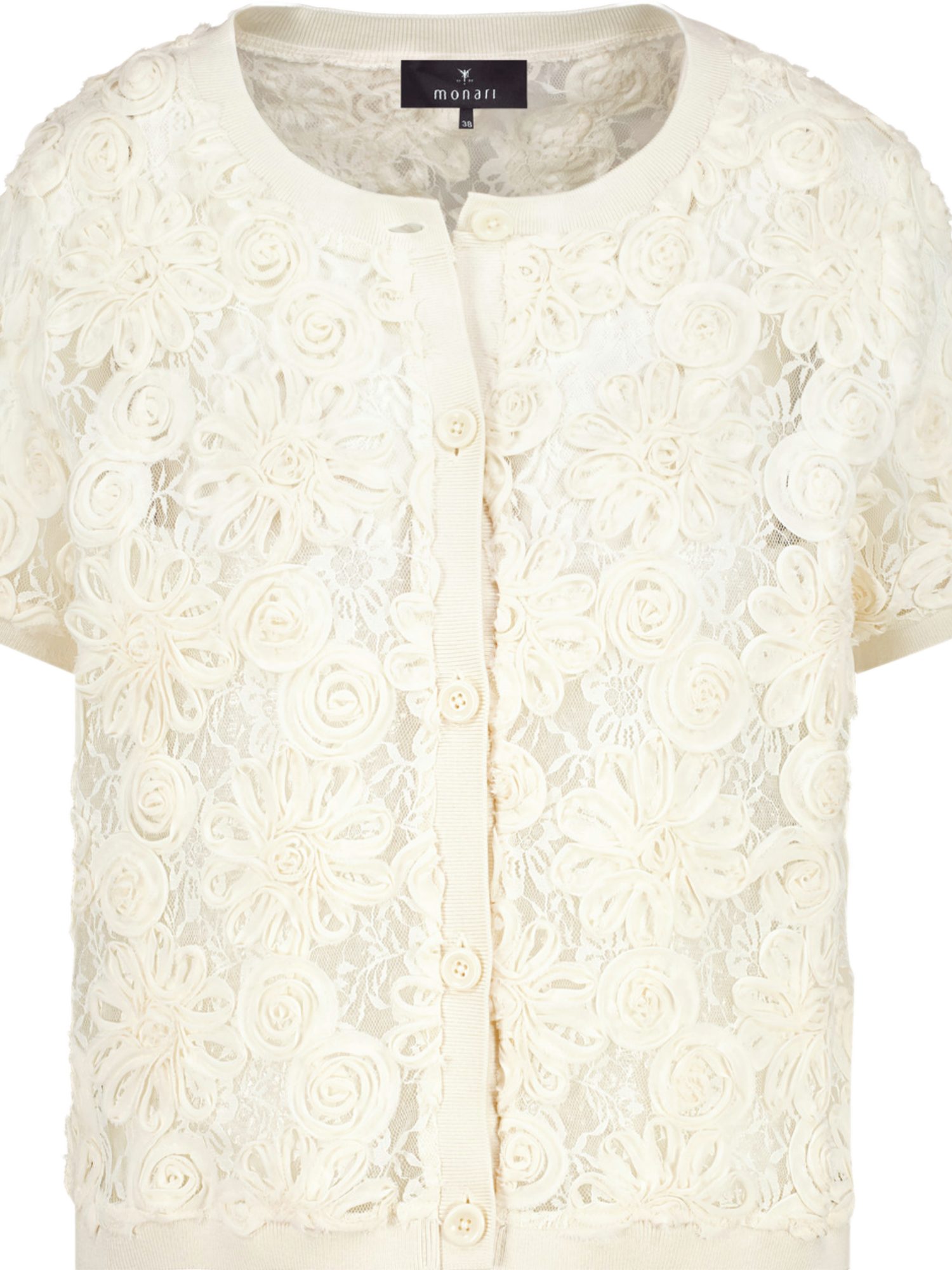 Monari Kurzjacke natur,Casual,Polyester,Floral,Rundhals,Kurz,Casual Fit