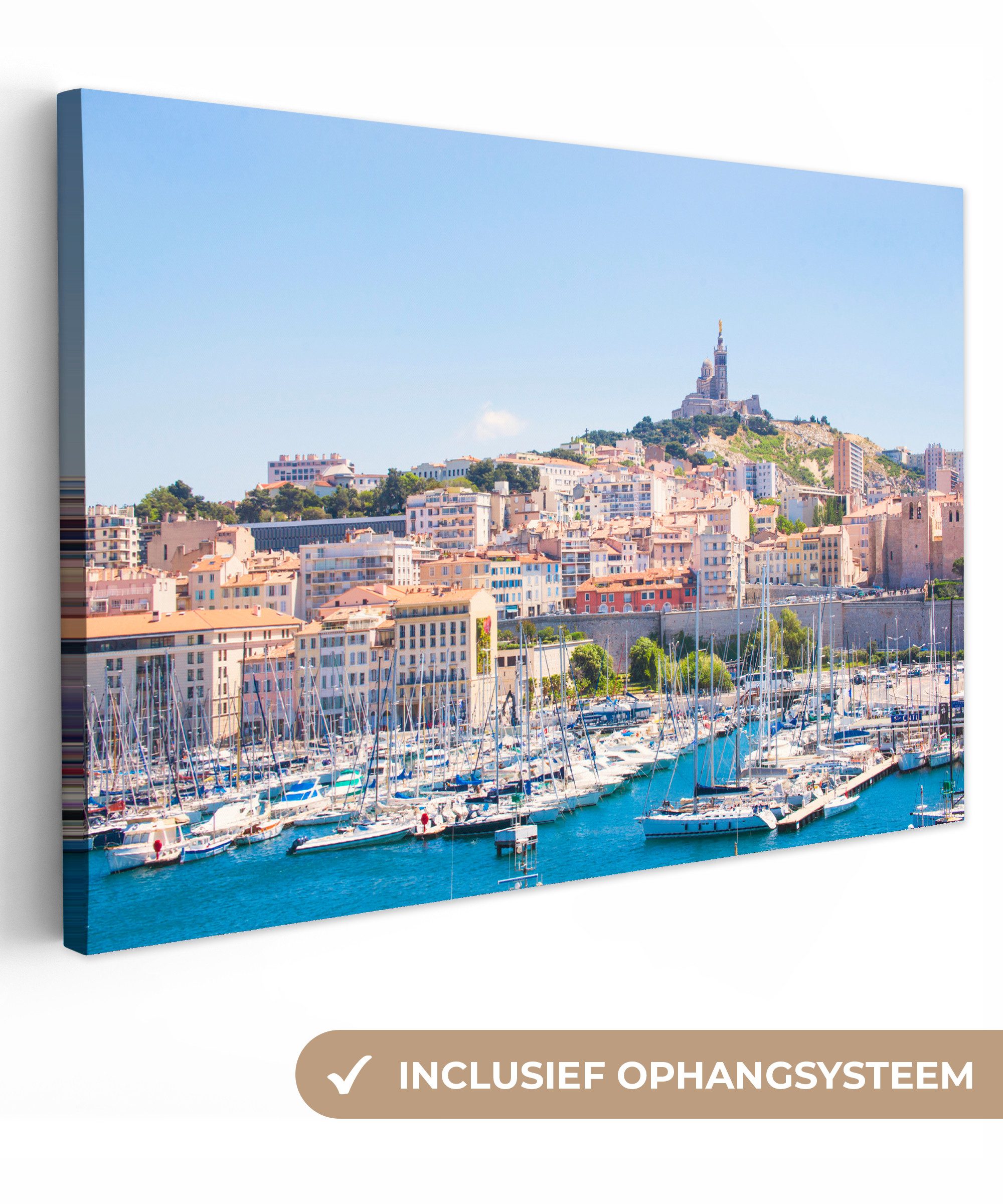 OneMillionCanvasses® Leinwandbild Hafen von Marseille, Fotodruck (1 St), Leinwand Bilder Klein, Wand Dekoration Aesthetic 30x20 cm