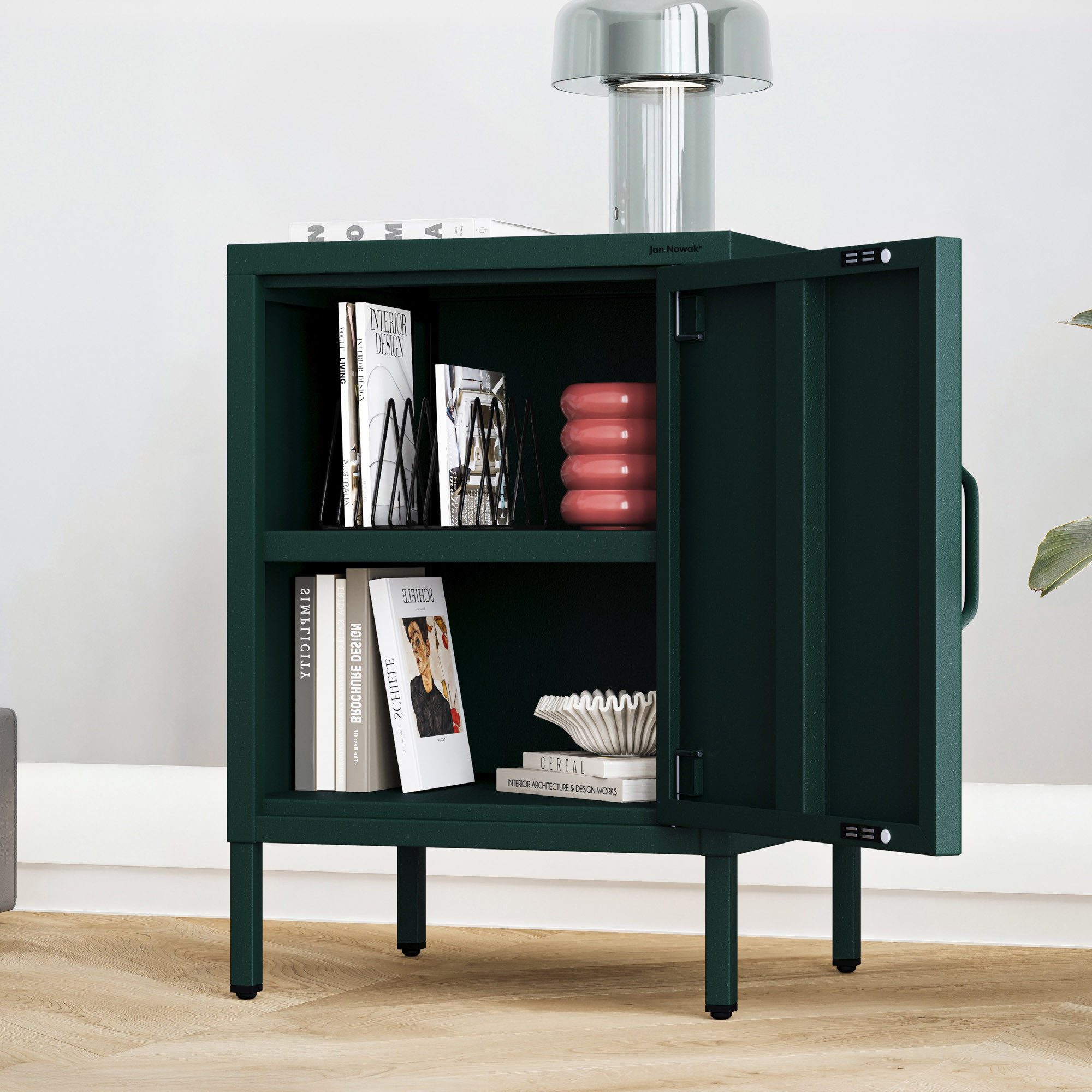 Jan Nowak Nachtschrank MIA Nachttisch Metall Stahl 42x60x40cm Sparkling Brilliance (Stahl 0,6mm, 1 Regal 40kg, Türanschlag wählbar, Magnete Silikonpads) Beine r – Bild 4 von 5
