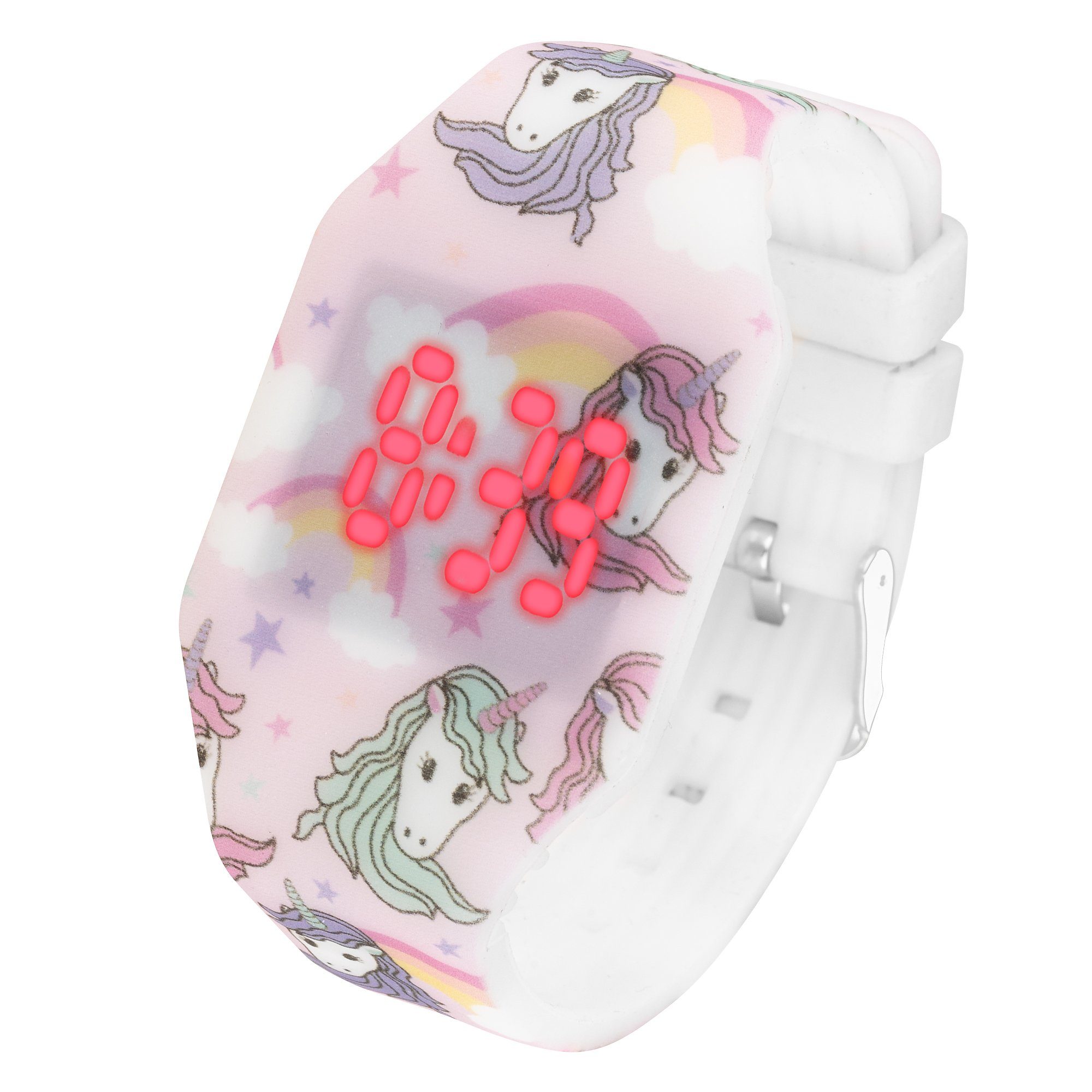 Quarzuhr Kinder Armbanduhr Silikon Einhorn Digital LED Uhr