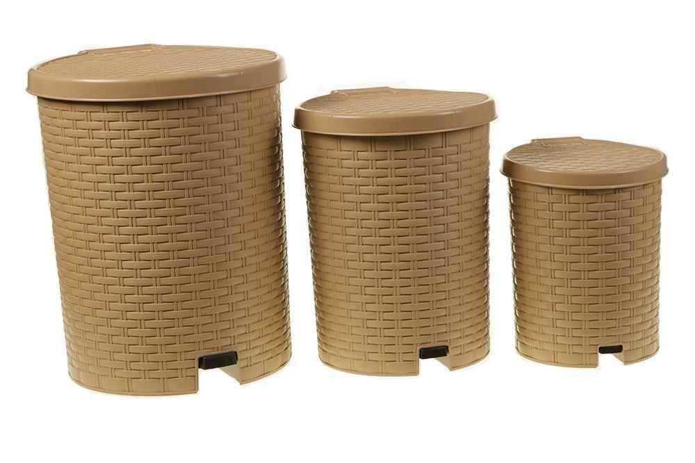 TOYANDONA Rattan-Mülleimer Mit Deckel – Runder Weidenkorb, Aufbewahrungskorb Für Bad, Küche, Wohnzimmer