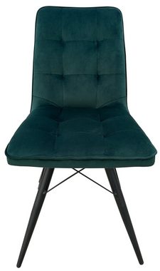 bene living Stuhl Vicenza - gepolstert - Samt - dunkelgrün (Set, 4 St), weicher Samtbezug - Metall-Gestell - hohe Rückenlehne