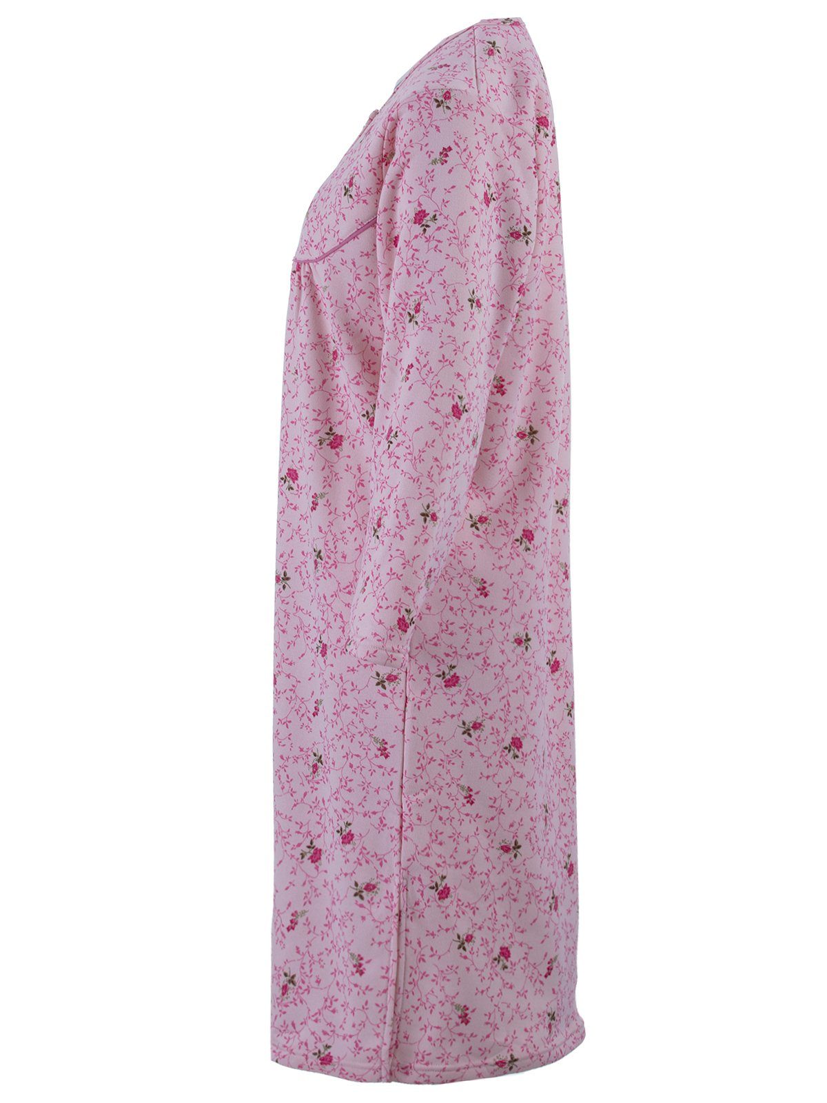 zeitlos Stickblume Thermo Nachthemd rosa Nachthemd -