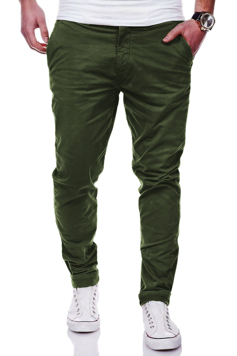 Khaki Regular Stretch MPBISTER Chinohose Hose behype Slim-Fit Basic