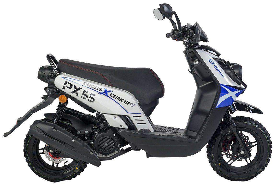 5 Cross-Concept, 125 Euro ccm, weiß/blau/schwarz 85 55 UNION km/h, GT PX Motorroller