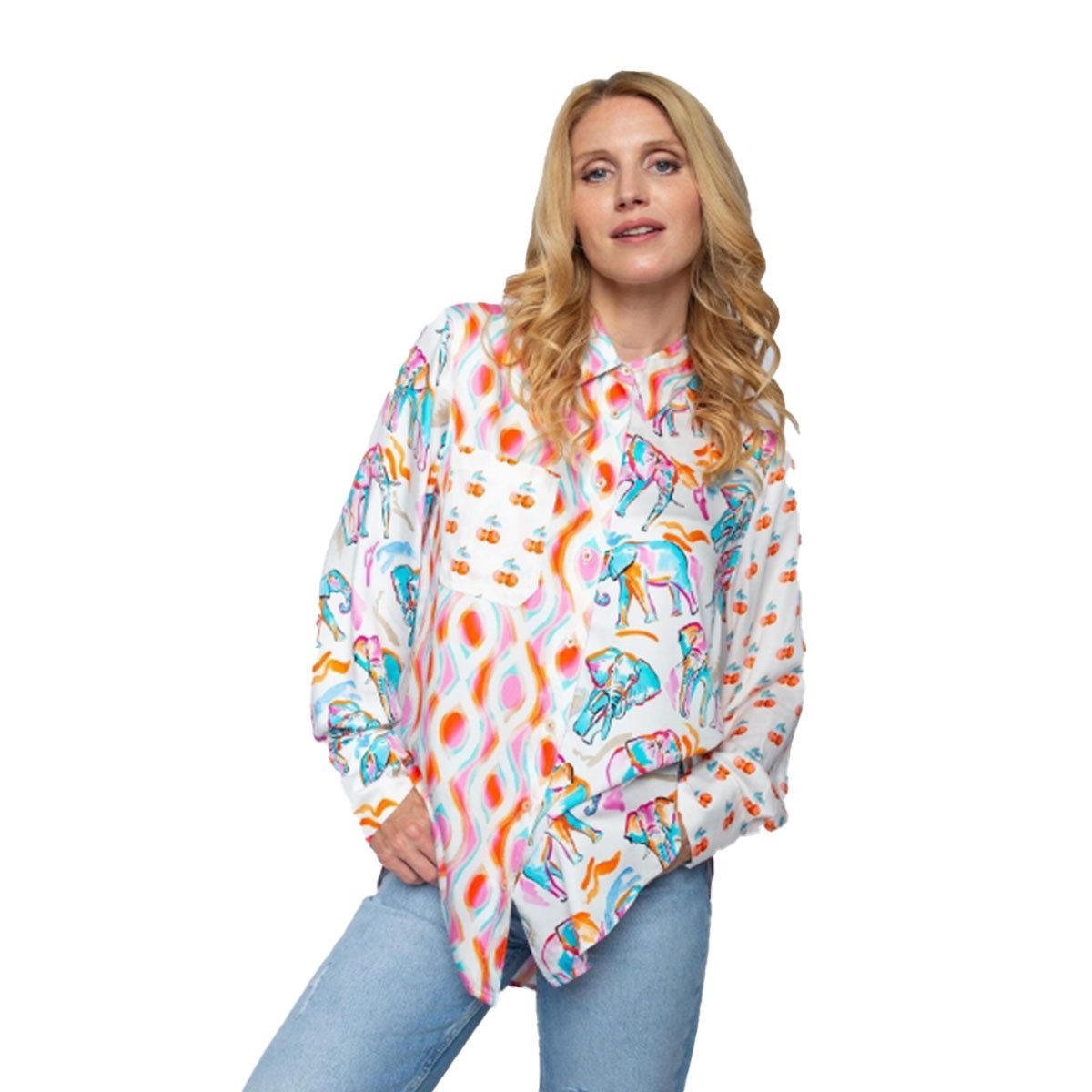 Emily Van Den Bergh Hemdbluse Mustermix aus geometrischem Print, Kirschen u günstig online kaufen