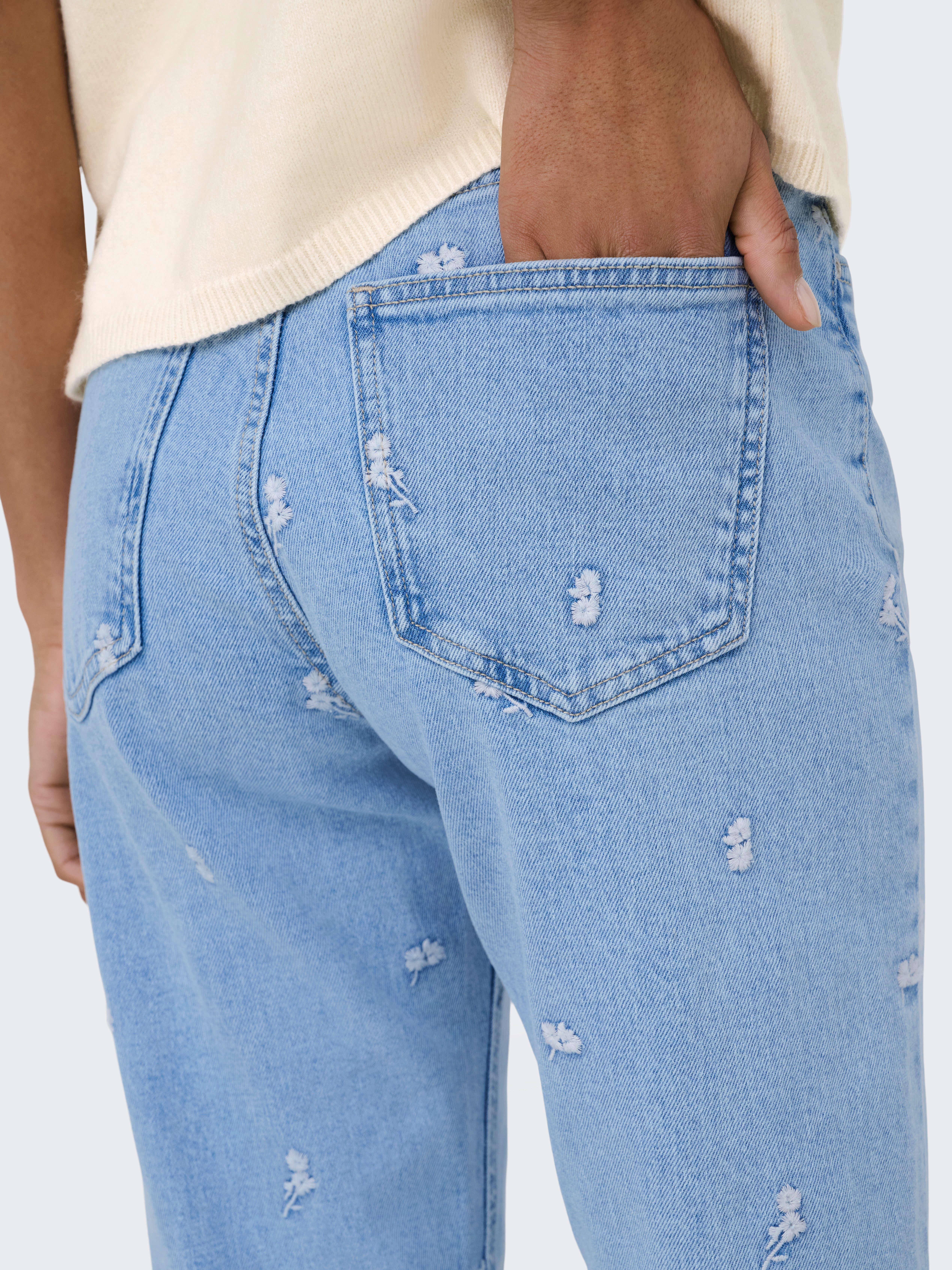 ONLY Straight-Jeans ONLEMILY HW STRETCH EMB STRA ANK DNM AZG Baumwollmischu günstig online kaufen