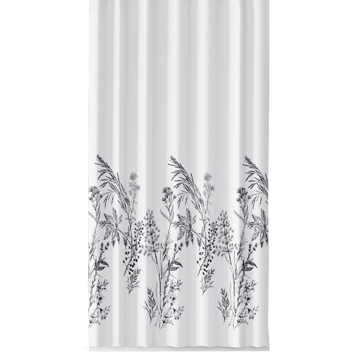 Ekershop Duschvorhang Textil HEIDE Weiß und Schwarz für Duschstange Breite 240 cm (inkl. Ringe), Höhe 200 cm, wasserabweisend, waschbar, bügelbar