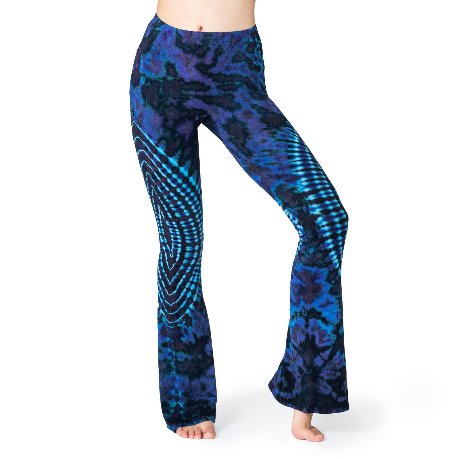 PANASIAM Schlaghose Unikat Batik Легінси stretch mit ausgestelltem Bein handgefertigt bequeme Bootcut Hose mit Schlag aus natürlicher Viskose für Yoga Sport