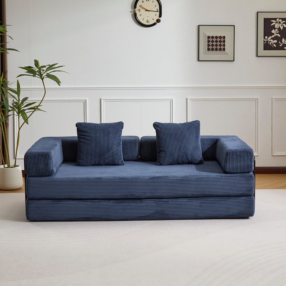 Leawin Sofa 4-in-1 Wohnzimmersofa mit Bettfunktion – faltbares Cord Schlafsofa, Bequemes & modernes Schlafsofa aus Cord – ideal für kleine Räume