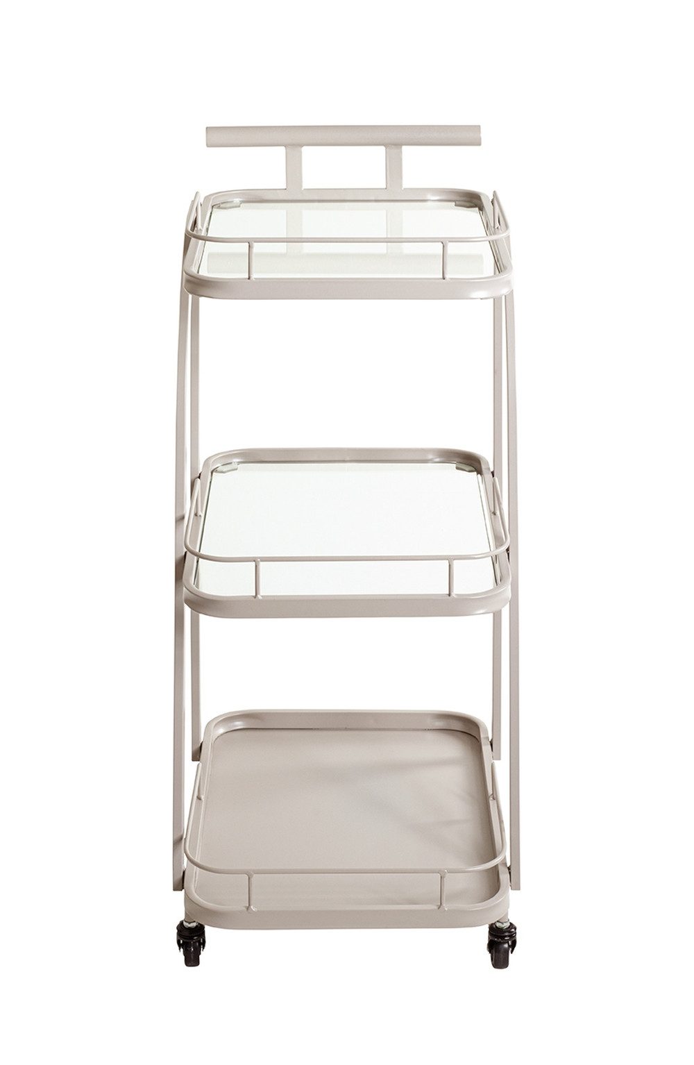 HAKU Servierwagen mit 3 Ablagen,Glas und Kaschmirgrau - 35x79x45 (BxHxT)