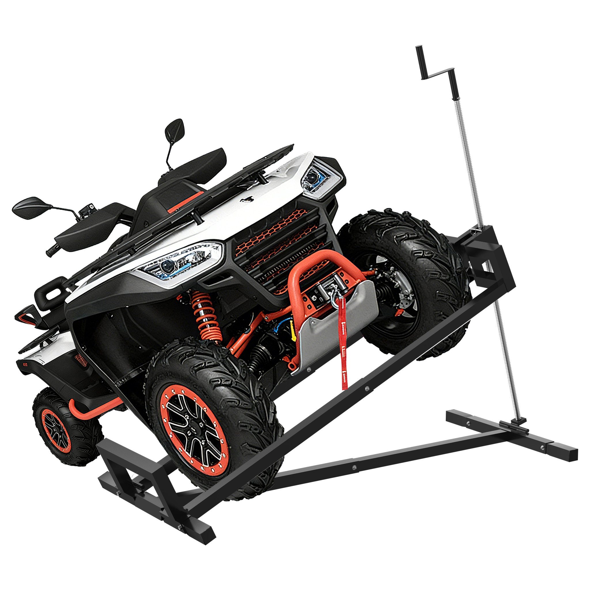 FIVMEN Rasentraktor Rasentraktorheber Rasentraktor Hebevorrichtung Rasenmäher Lifter 400KG, Reinigungshilfe für Garten Mäher-Traktor, +45° Neigung verstellbar